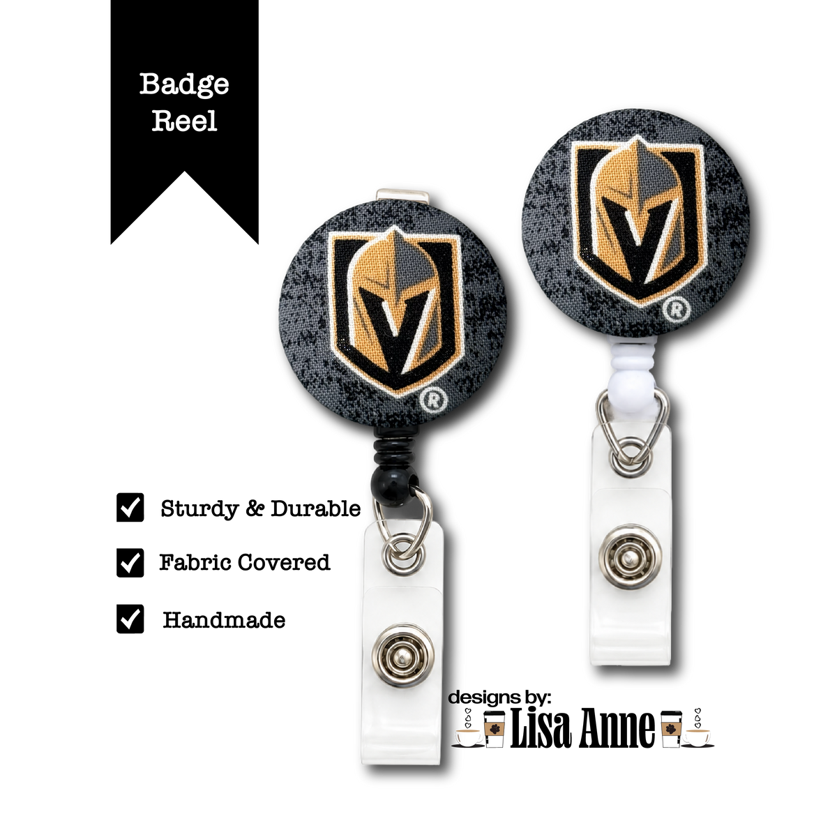 Vegas Golden Knights Badge Reel | Handmade Hockey ID Holder
