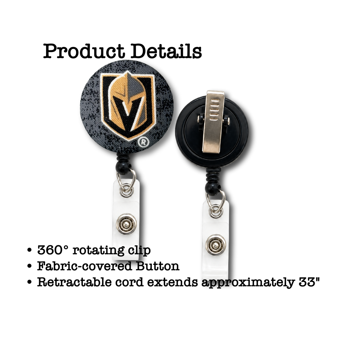 Vegas Golden Knights Badge Reel | Handmade Hockey ID Holder