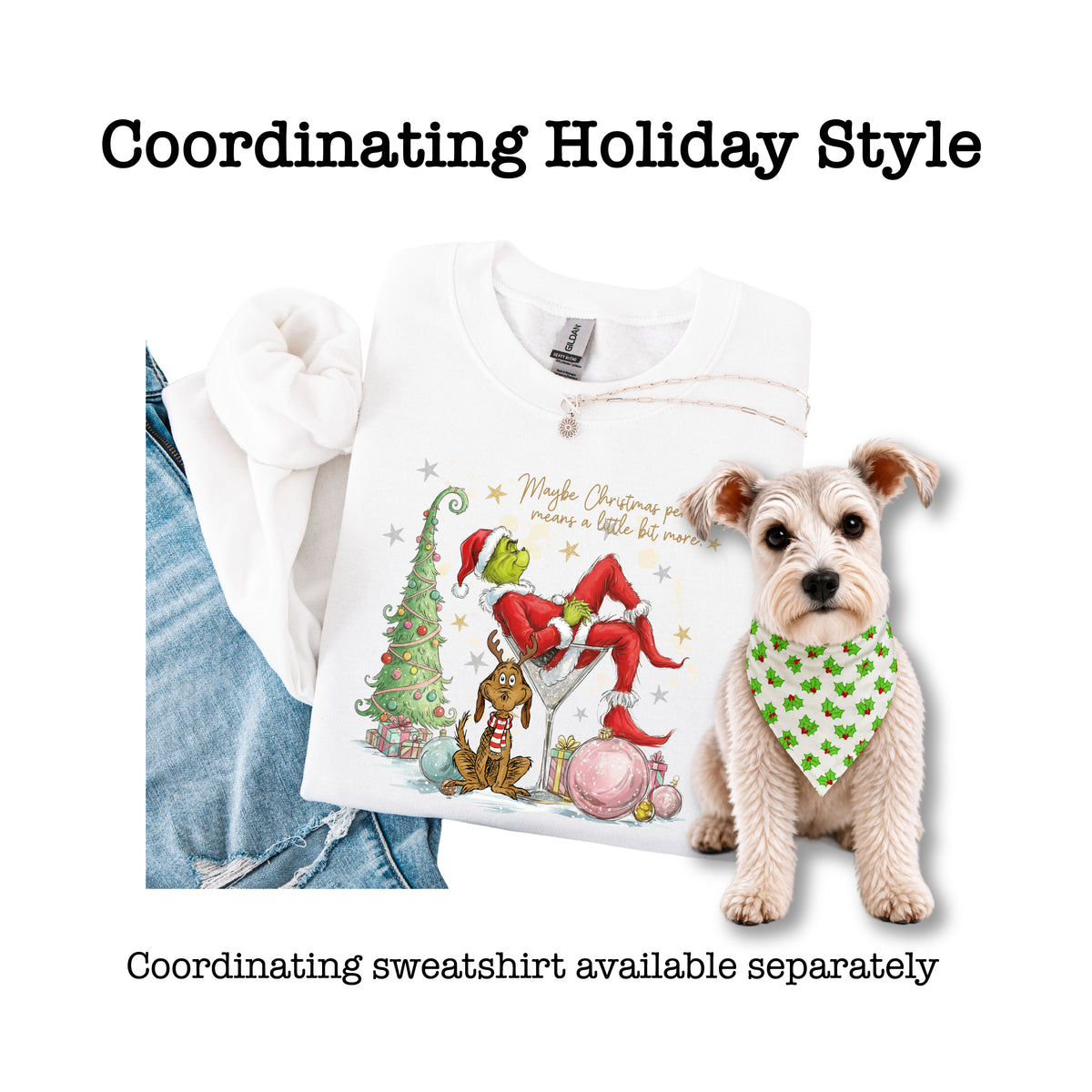 Holly Berries Reversible Dog Bandana