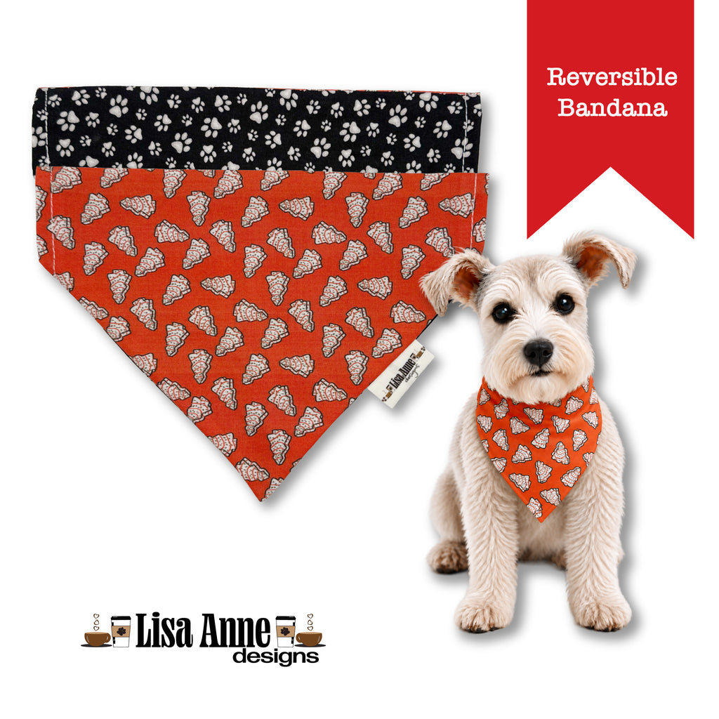 Christmas Cakes Reversible Dog Bandana