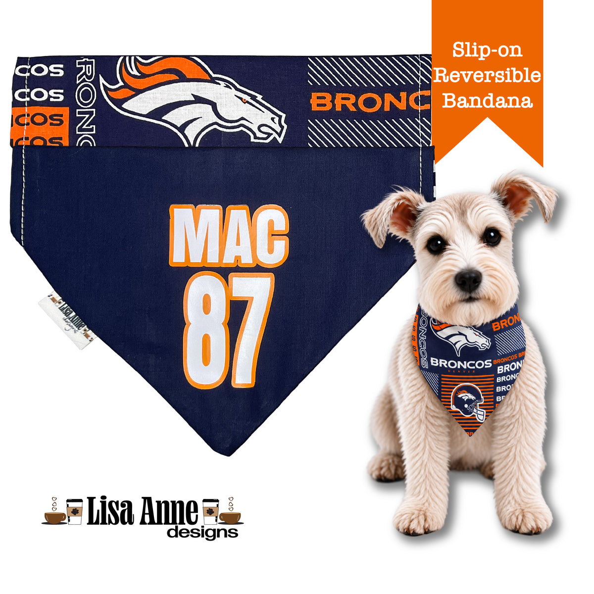 Personalized Broncos Over-the-Collar Dog Bandana