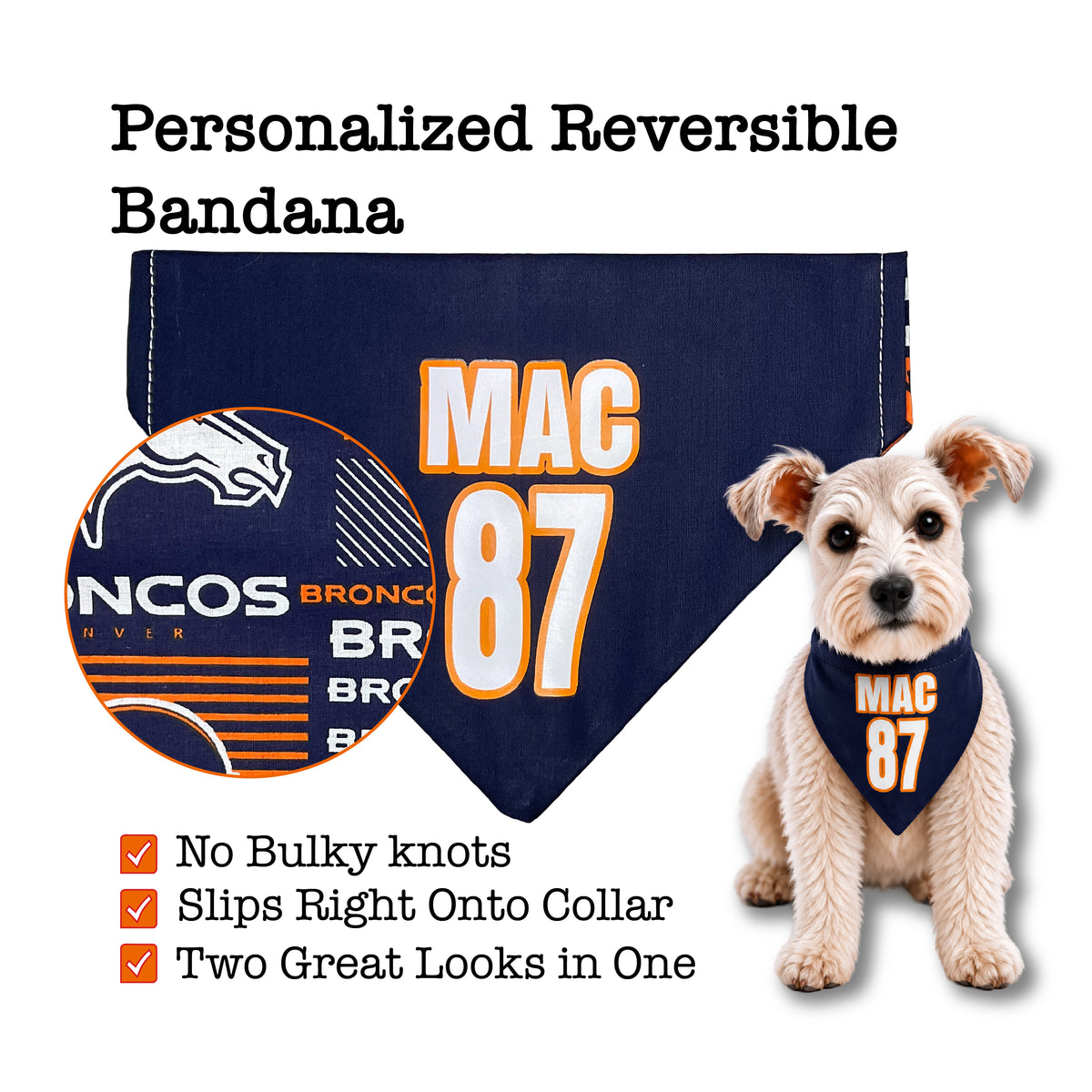 Personalized Broncos Over-the-Collar Dog Bandana
