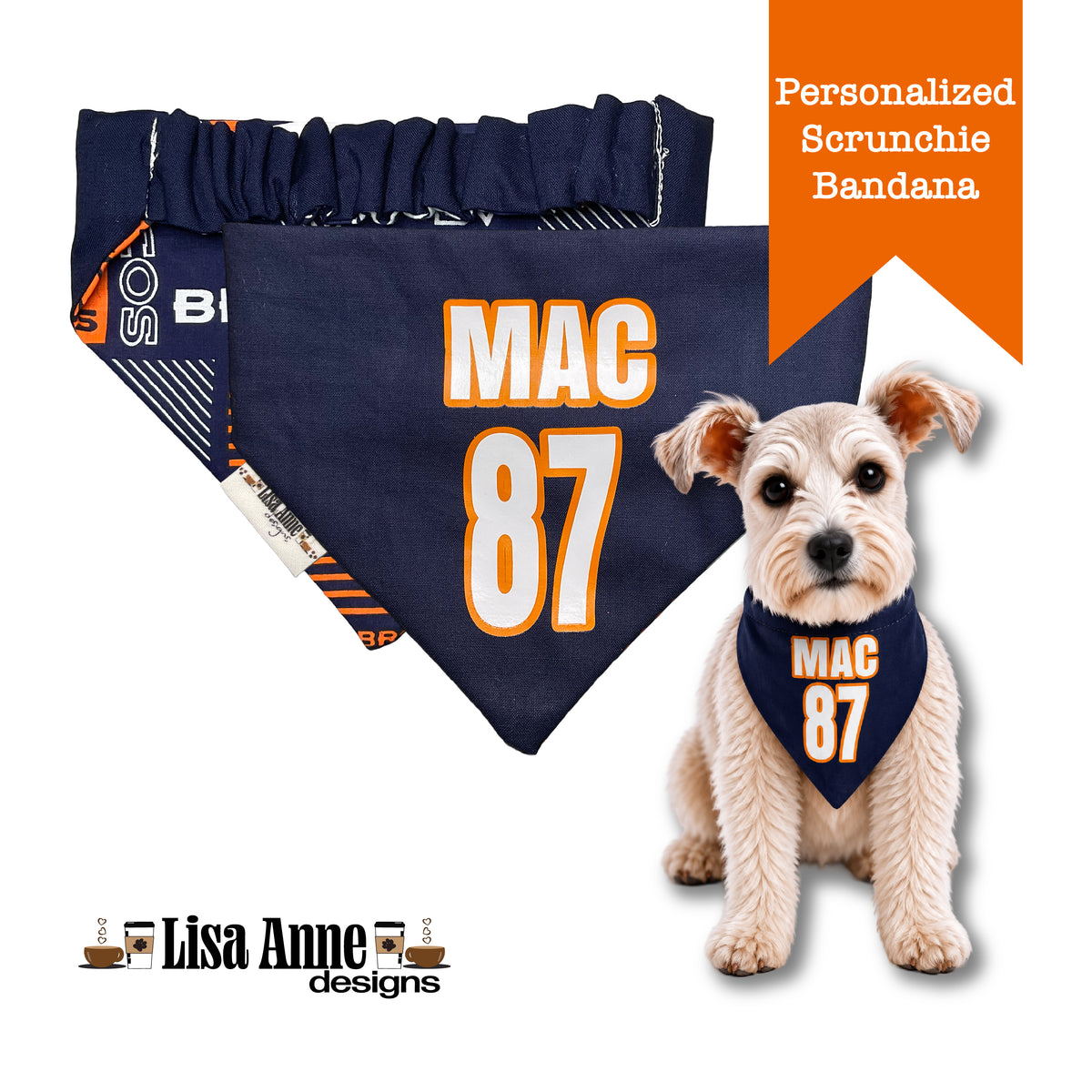 Personalized Broncos Scrunchie Dog Bandana