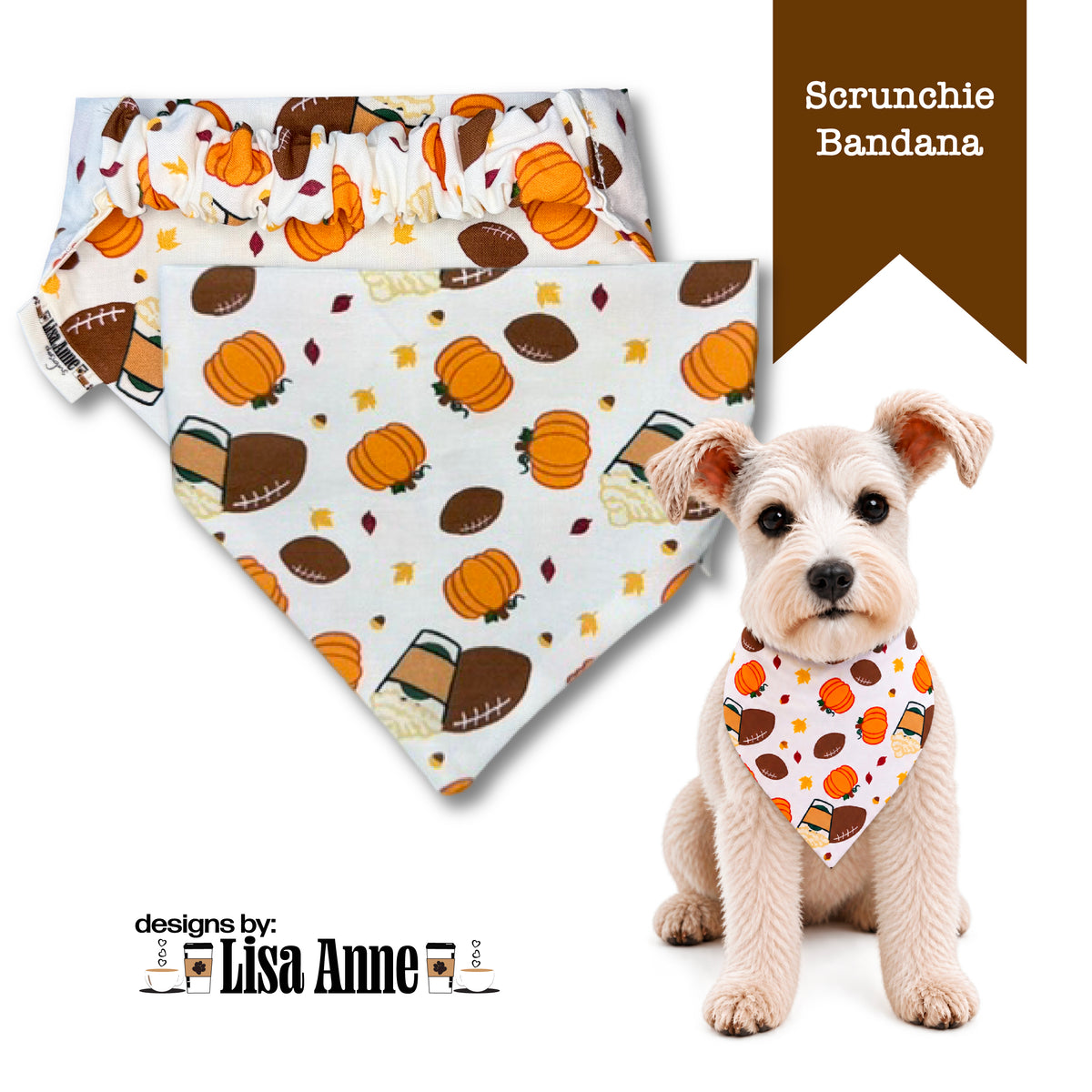 Fall Football Scrunchie Dog Bandana