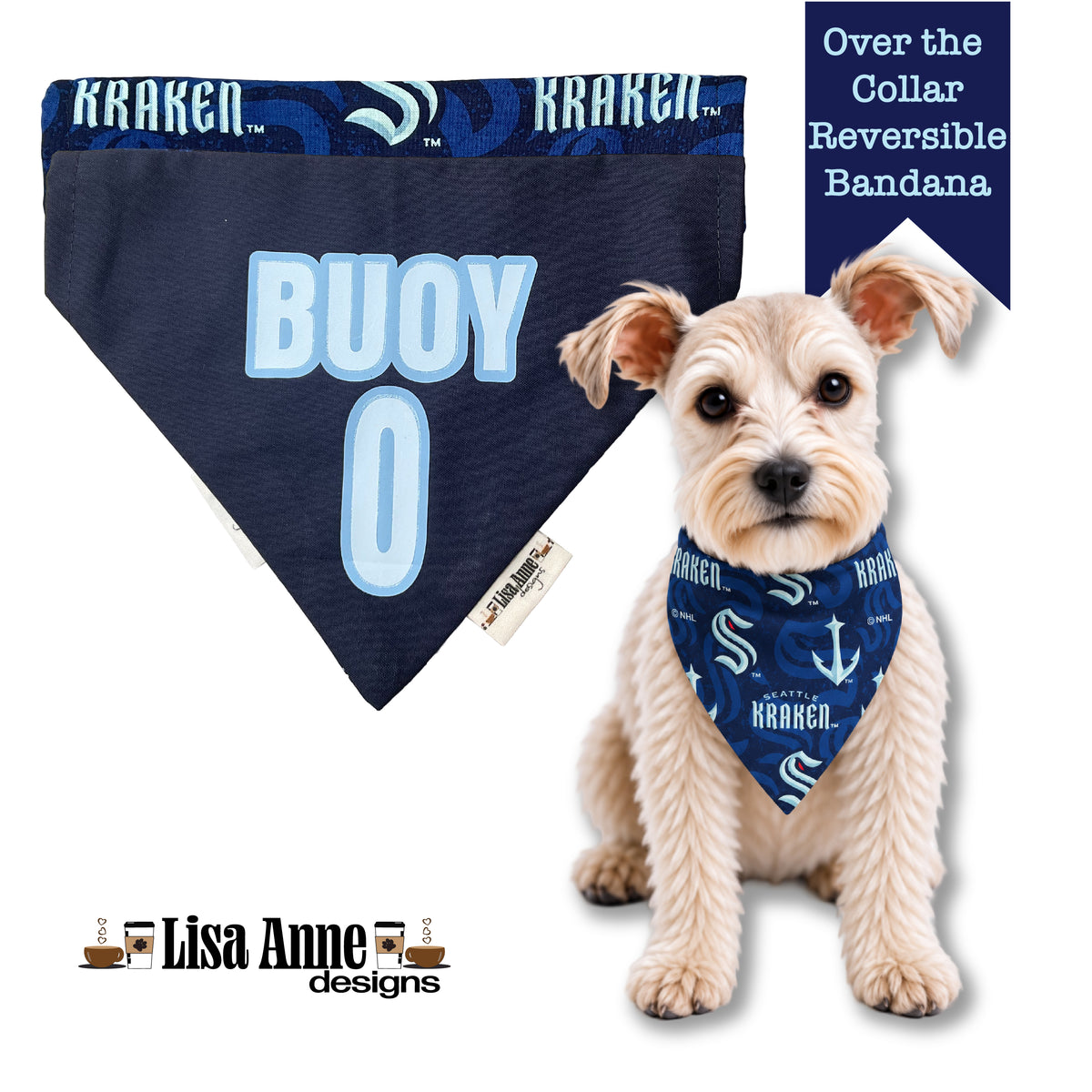 Personalized Seattle Kraken Over-the-Collar Dog Bandana