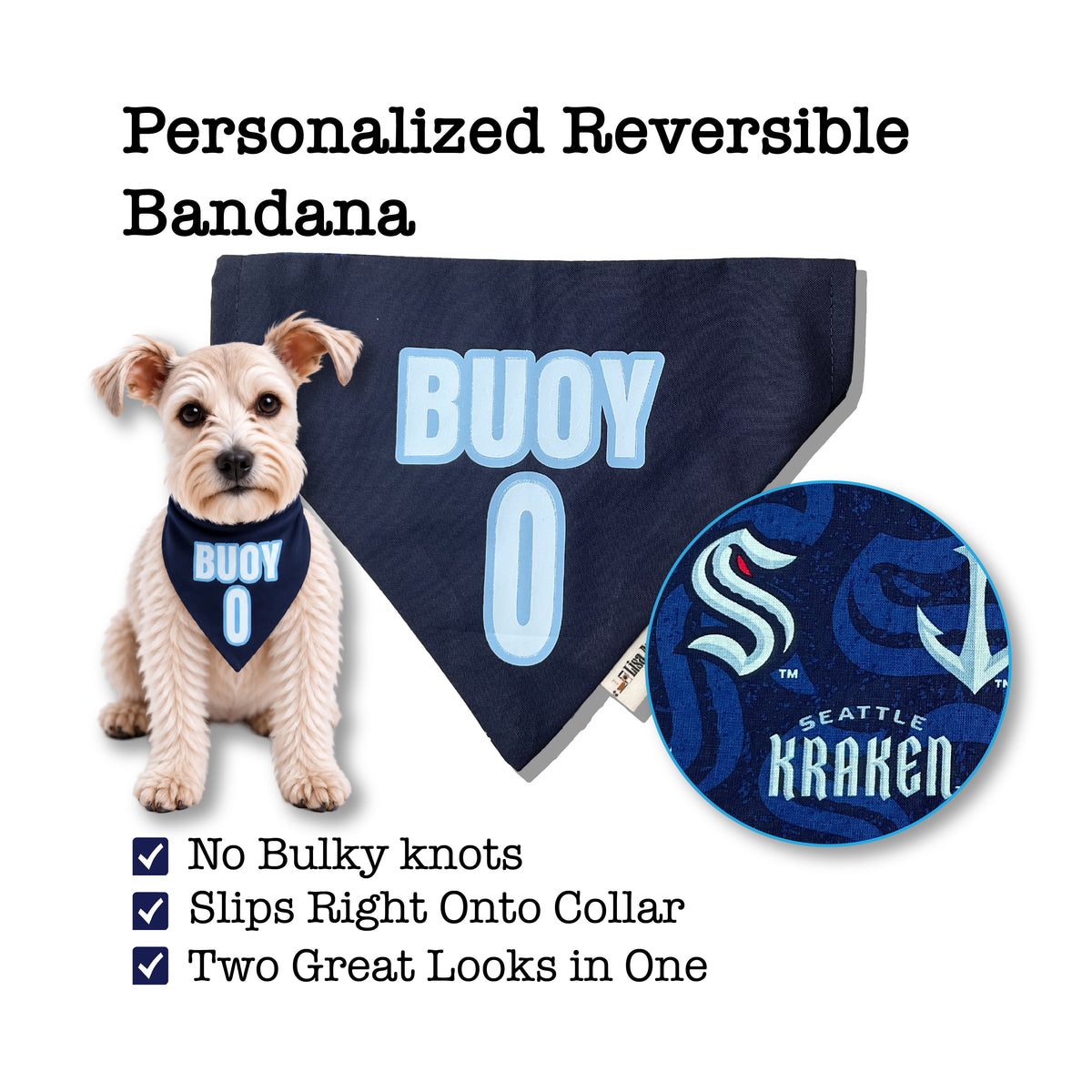 Personalized Seattle Kraken Over-the-Collar Dog Bandana
