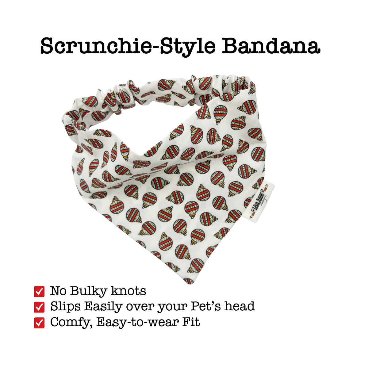 Christmas Ornaments Scrunchie Dog Bandana