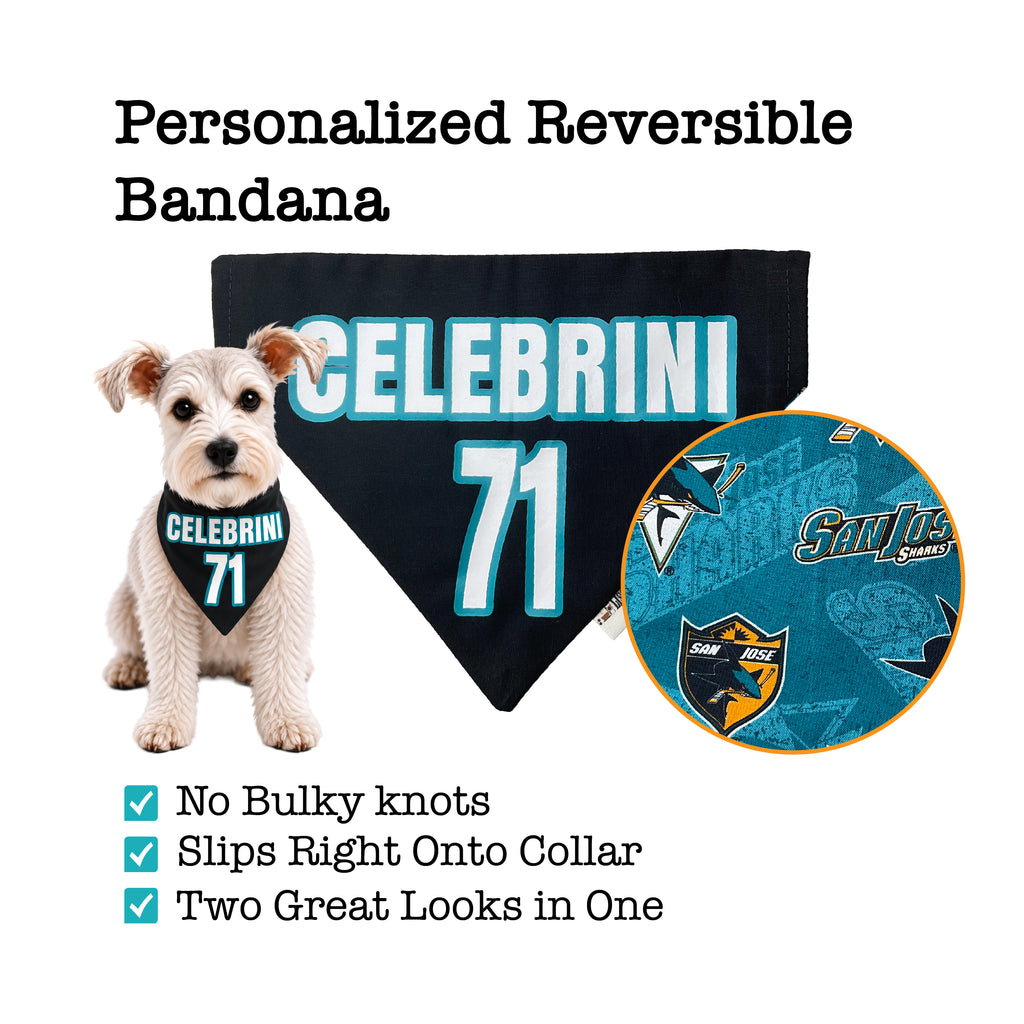Personalized San Jose Sharks Over-the-Collar Dog Bandana