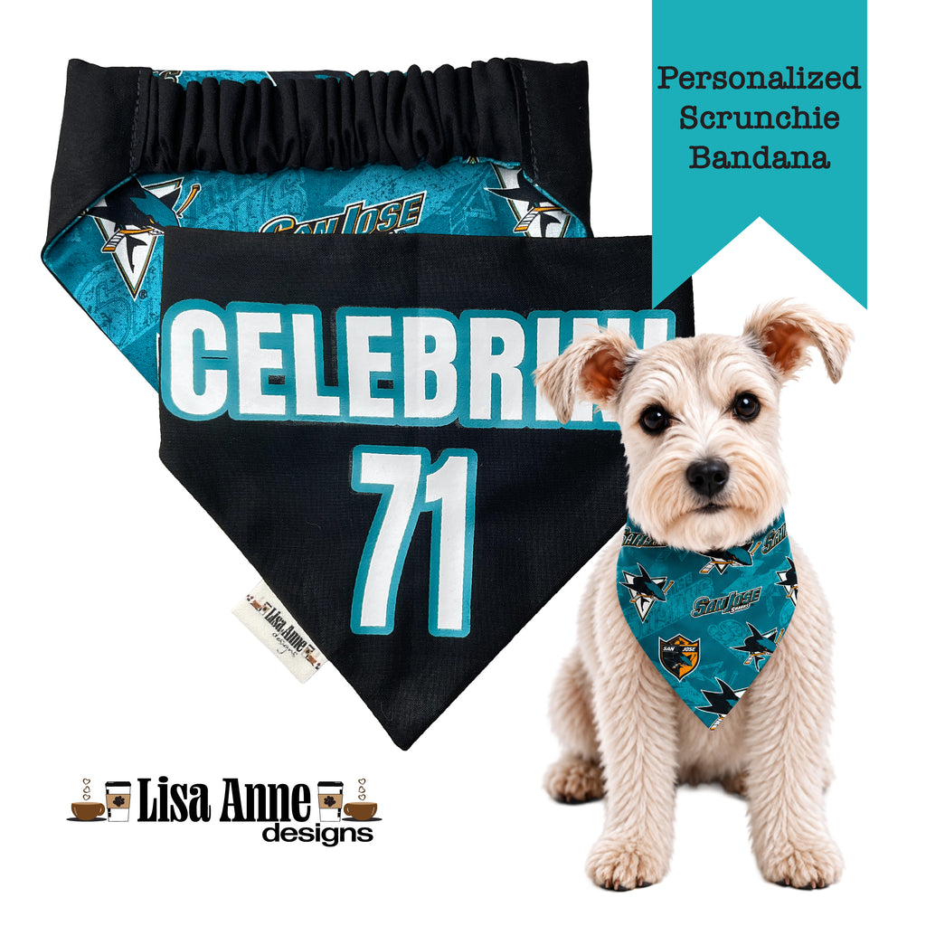 Personalized San Jose Sharks Scrunchie Dog Bandana