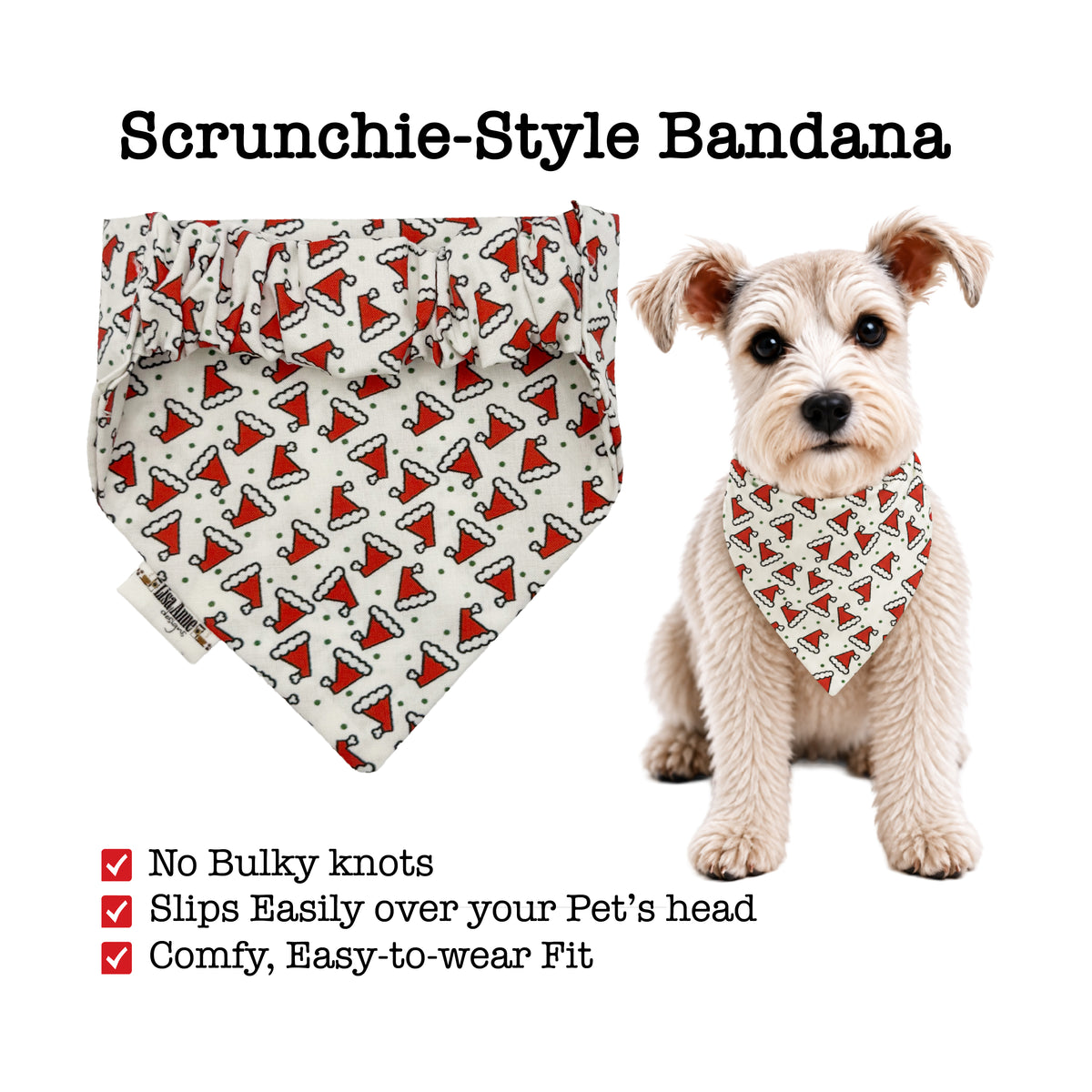Santa Hats Scrunchie Dog Bandana