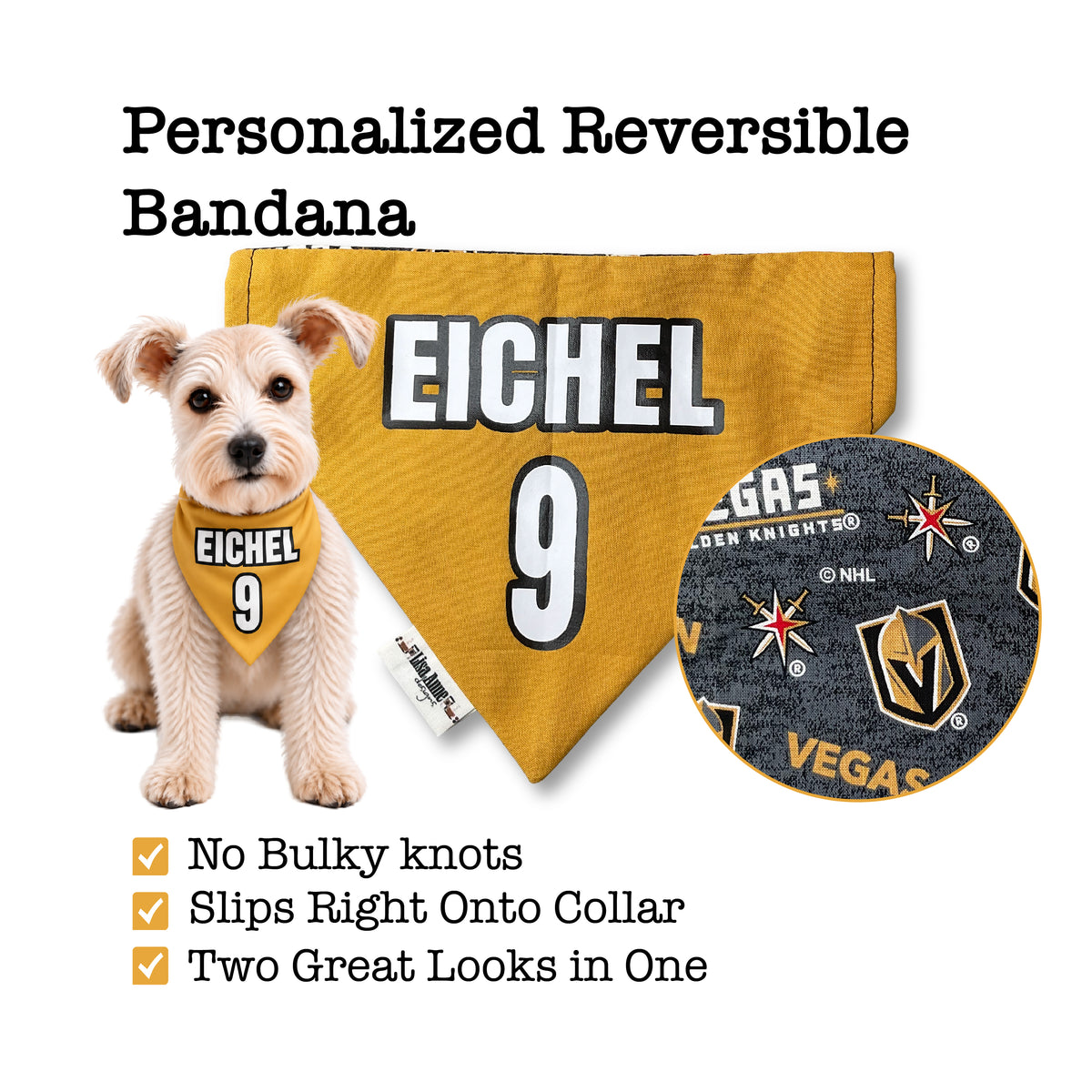Personalized Vegas Golden Knights Over-the-Collar Dog Bandana
