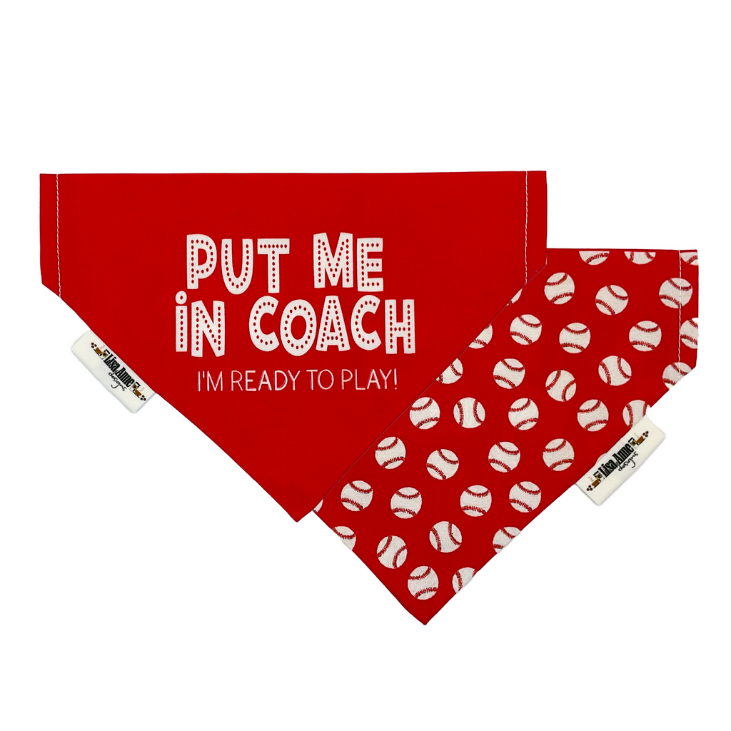 Put Me in Coach Dog Bandana | Reversible Baseball Game Day Pet Bandana