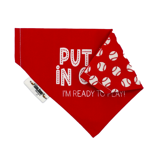 Put Me in Coach Dog Bandana | Reversible Baseball Game Day Pet Bandana