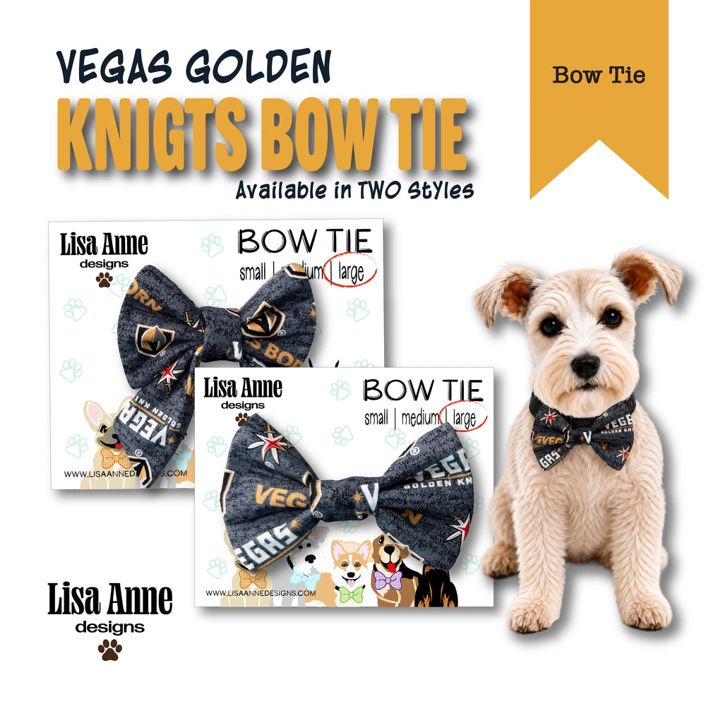 Vegas Golden Knights Hockey Dog Bow Tie | Regular & Sailor Styles