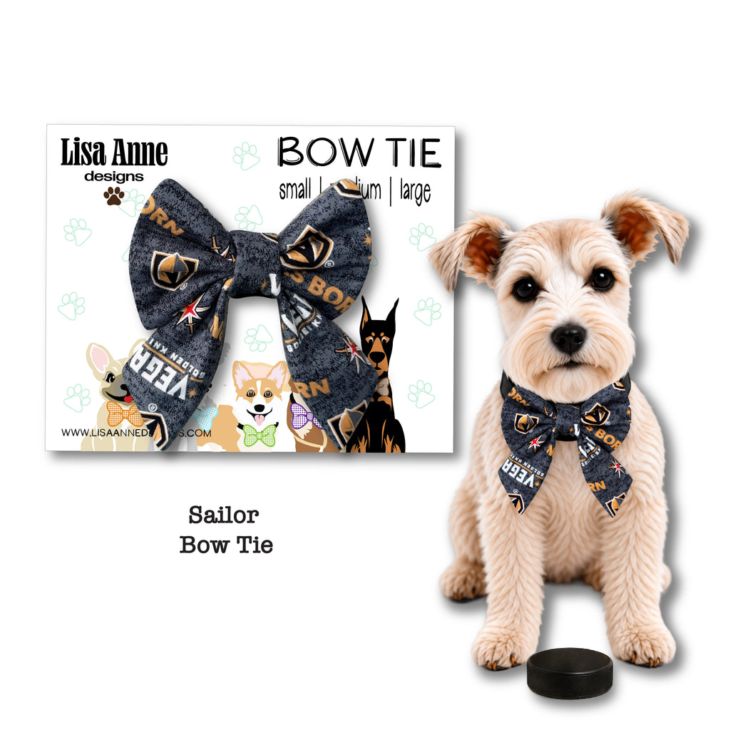 Vegas Golden Knights Hockey Dog Bow Tie | Regular & Sailor Styles