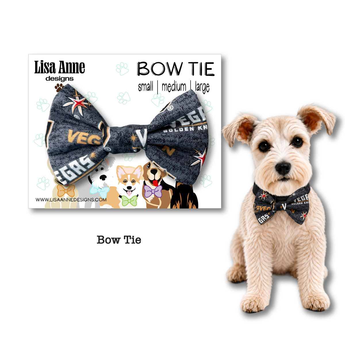 Vegas Golden Knights Hockey Dog Bow Tie | Regular & Sailor Styles