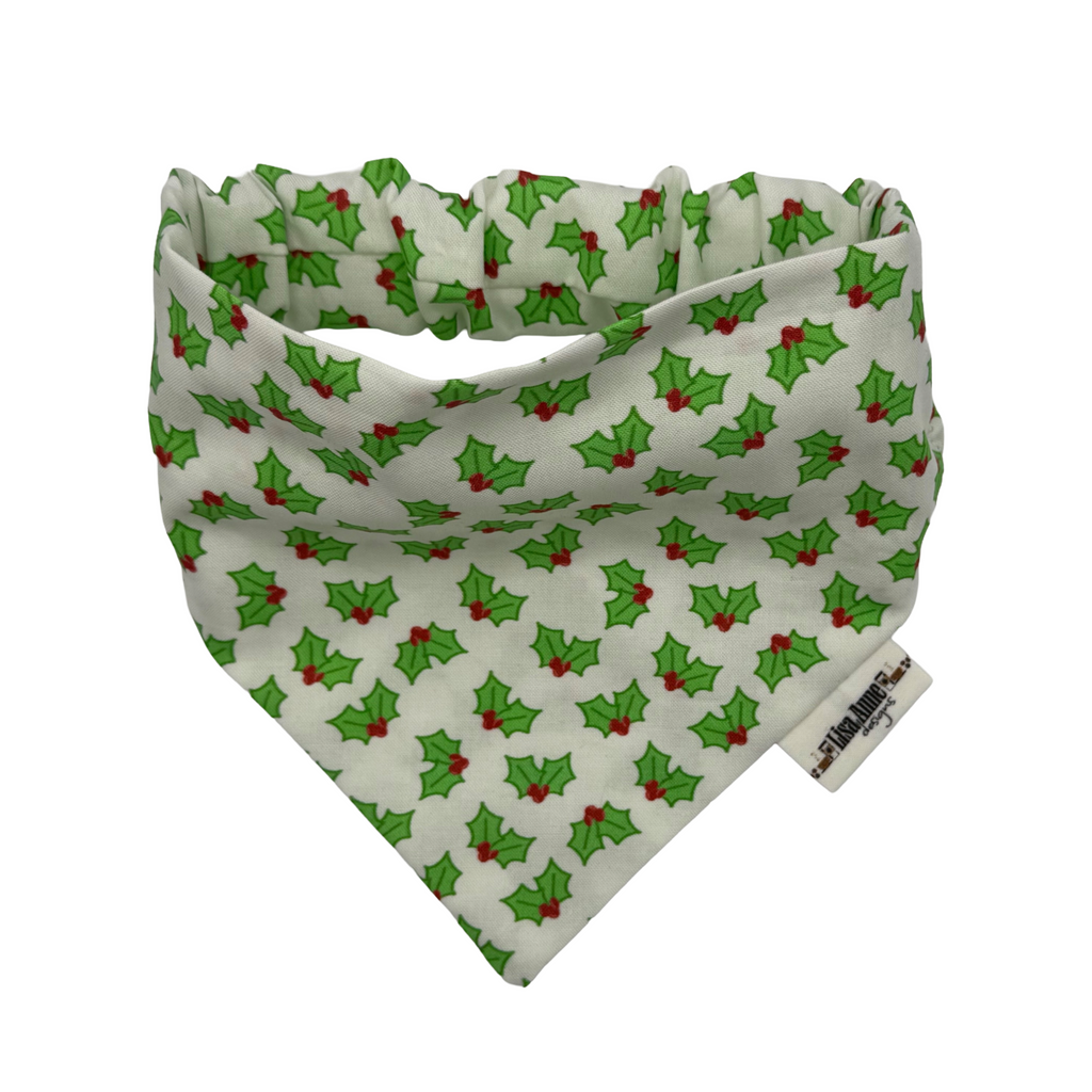 HOLLY BERRIES LIMITED EDITION — Scrunchie Style Slip-On  Pet Bandana