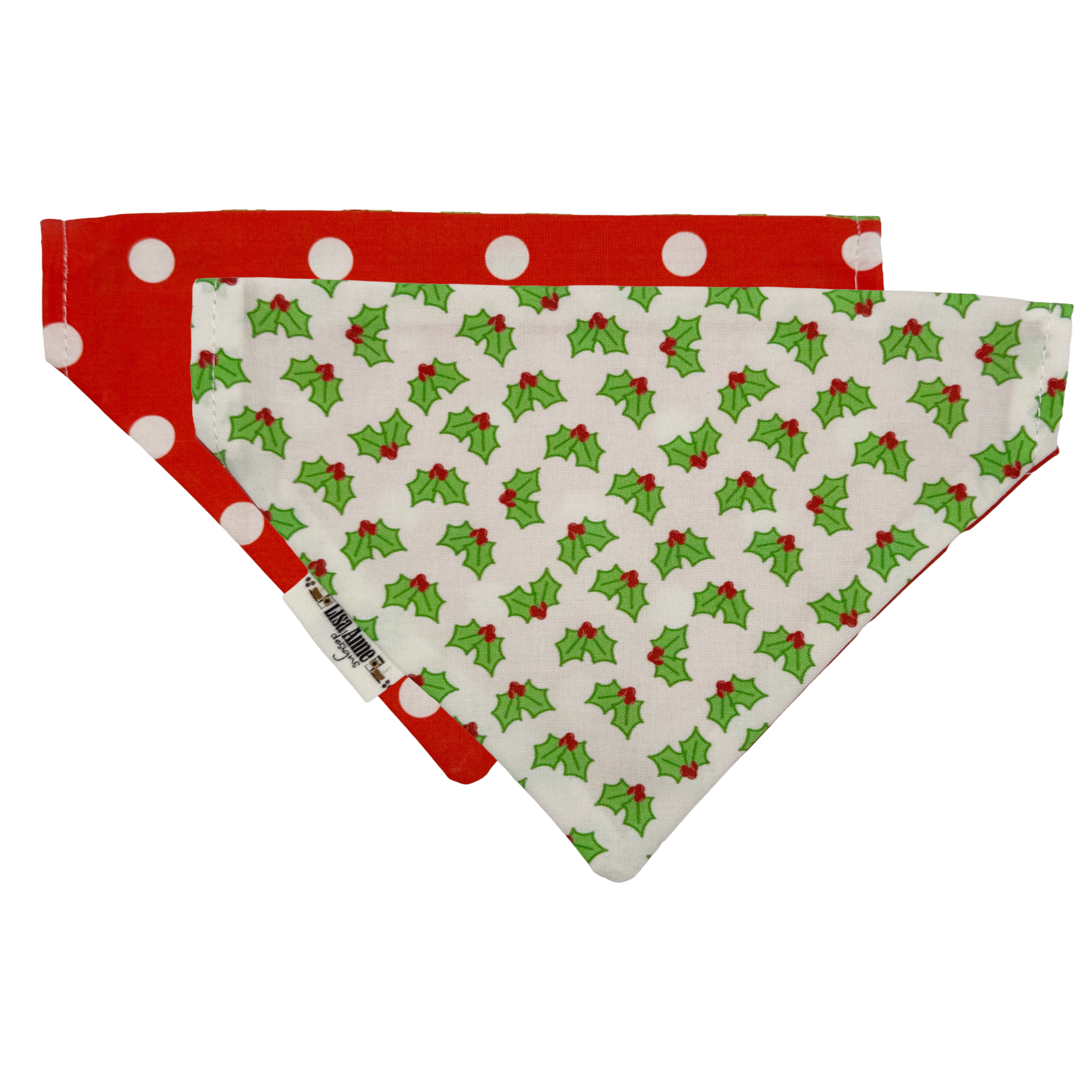 Holly Berries and Red Polka Dots — Over-the-Collar, Reversible - LIMITED EDITION