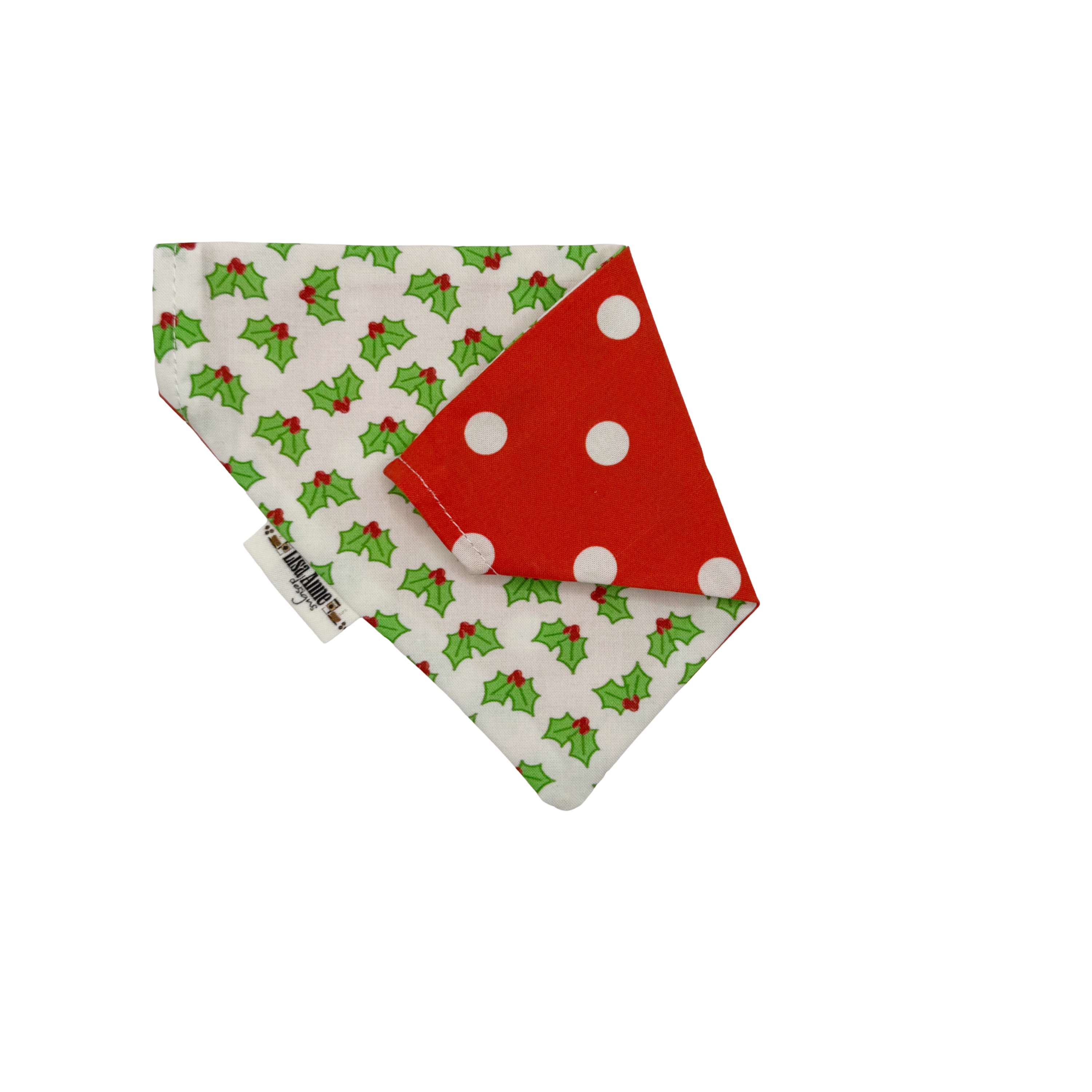 Holly Berries and Red Polka Dots — Over-the-Collar, Reversible - LIMITED EDITION