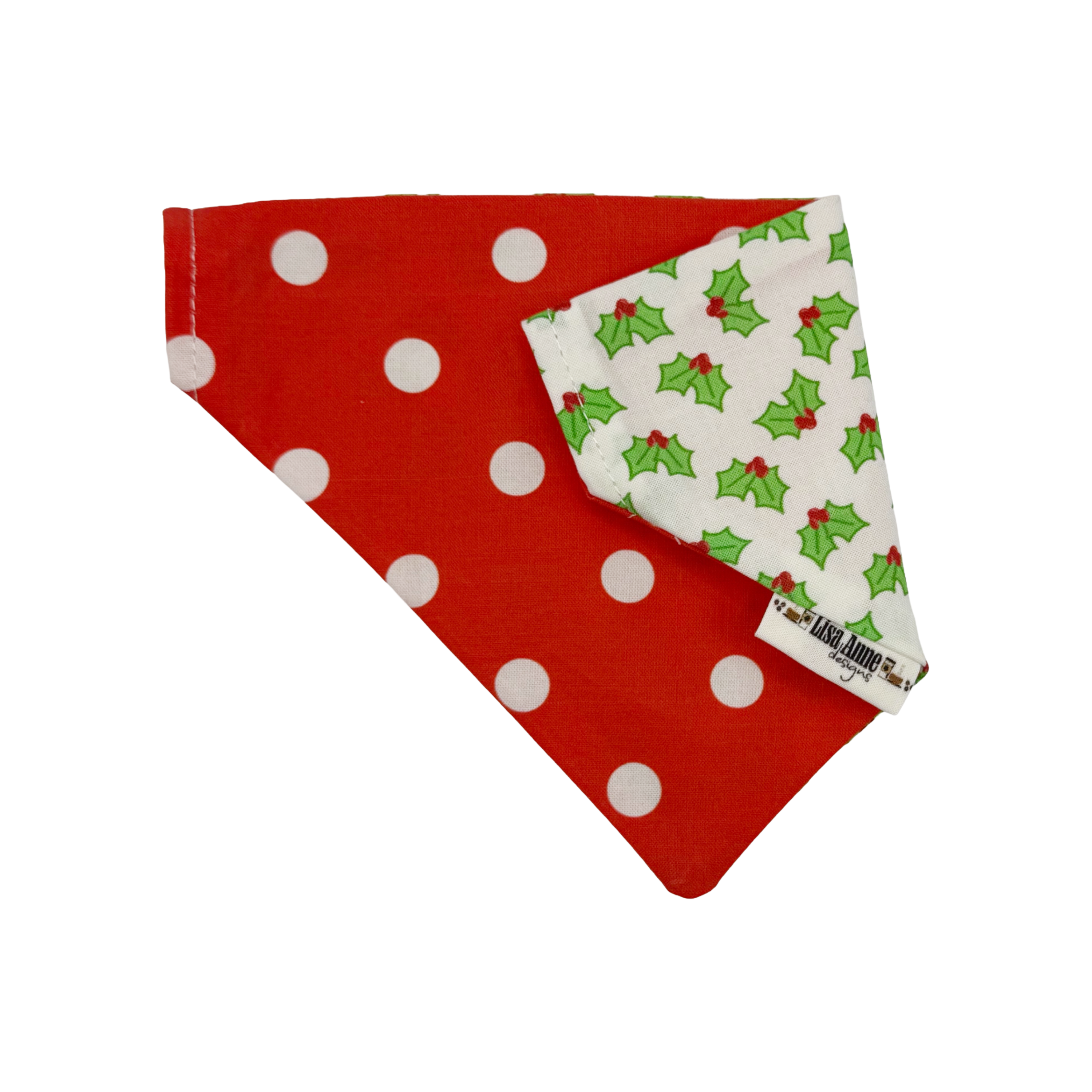 Holly Berries and Red Polka Dots — Over-the-Collar, Reversible - LIMITED EDITION