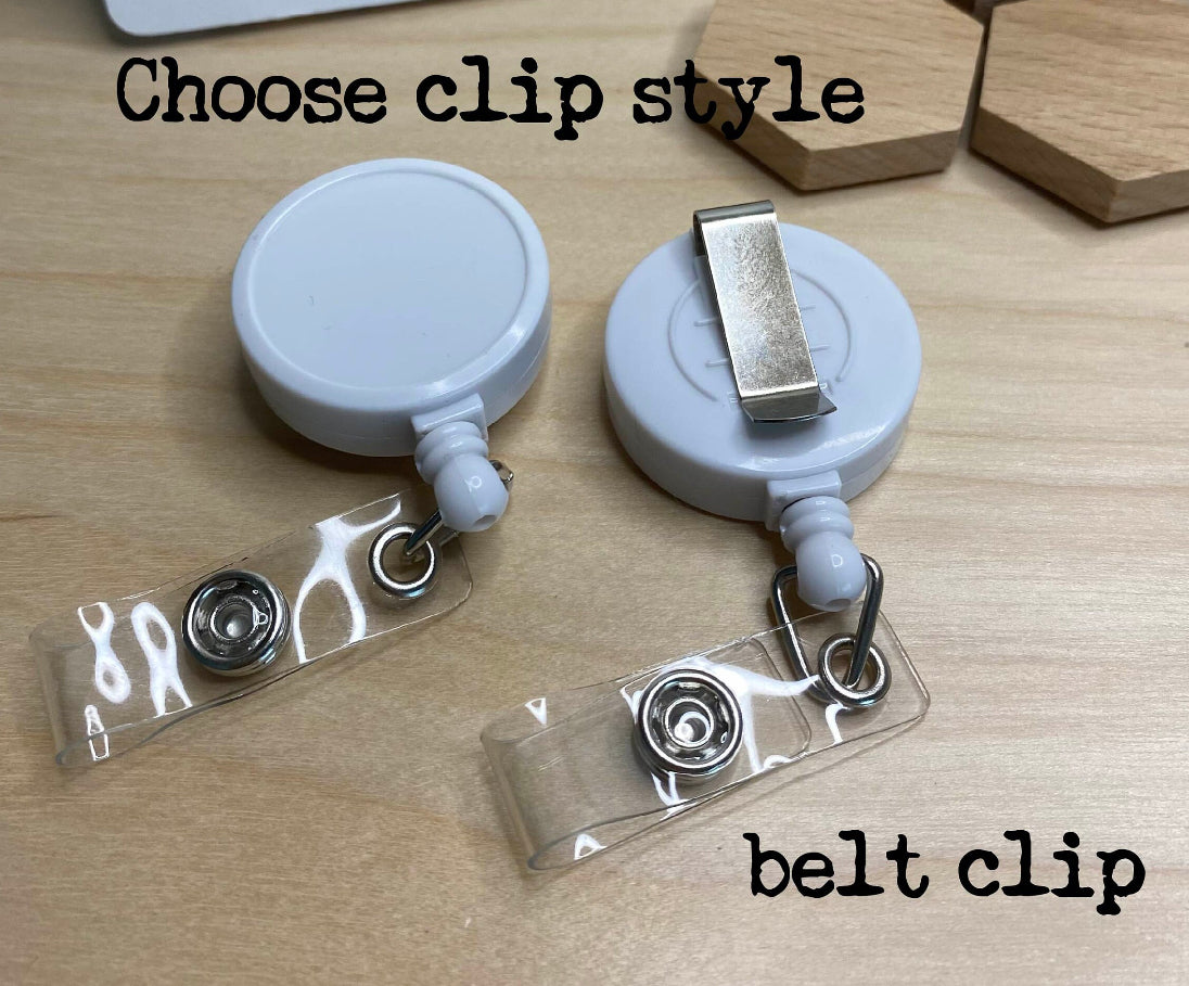 Caroline Hurricanes Fabric Badge Reel: Nurse, Teacher, Hockey Mom