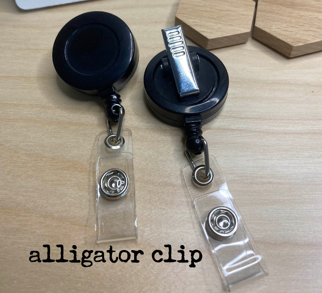 Caroline Hurricanes Fabric Badge Reel: Nurse, Teacher, Hockey Mom