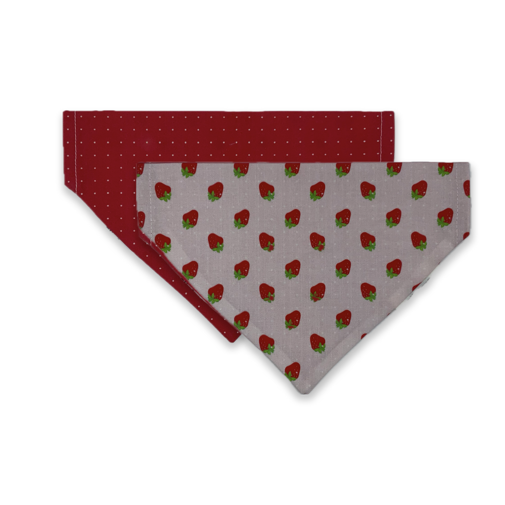 Strawberry Dog Bandana: Reversible Polka Dot Summer Scarf