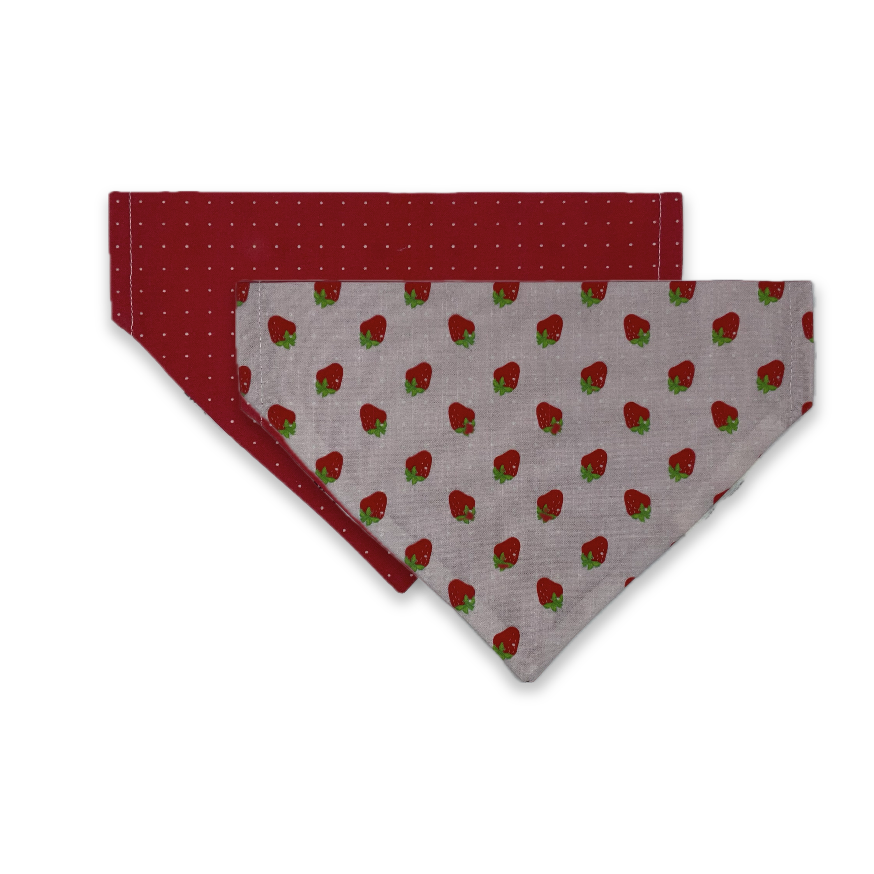 Strawberry Dog Bandana: Reversible Polka Dot Summer Scarf