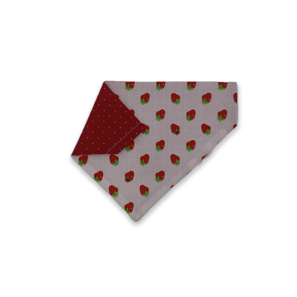 Strawberry Dog Bandana: Reversible Polka Dot Summer Scarf