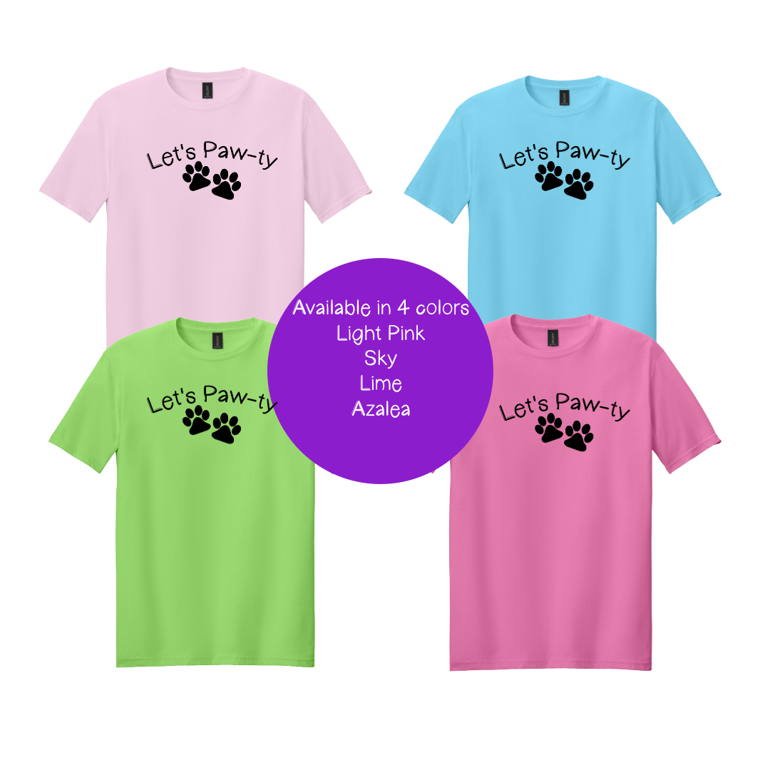 Let's Paw-ty T-Shirt - Dog Birthday Party Matching Tee | Unisex Pet Parent Tshirt