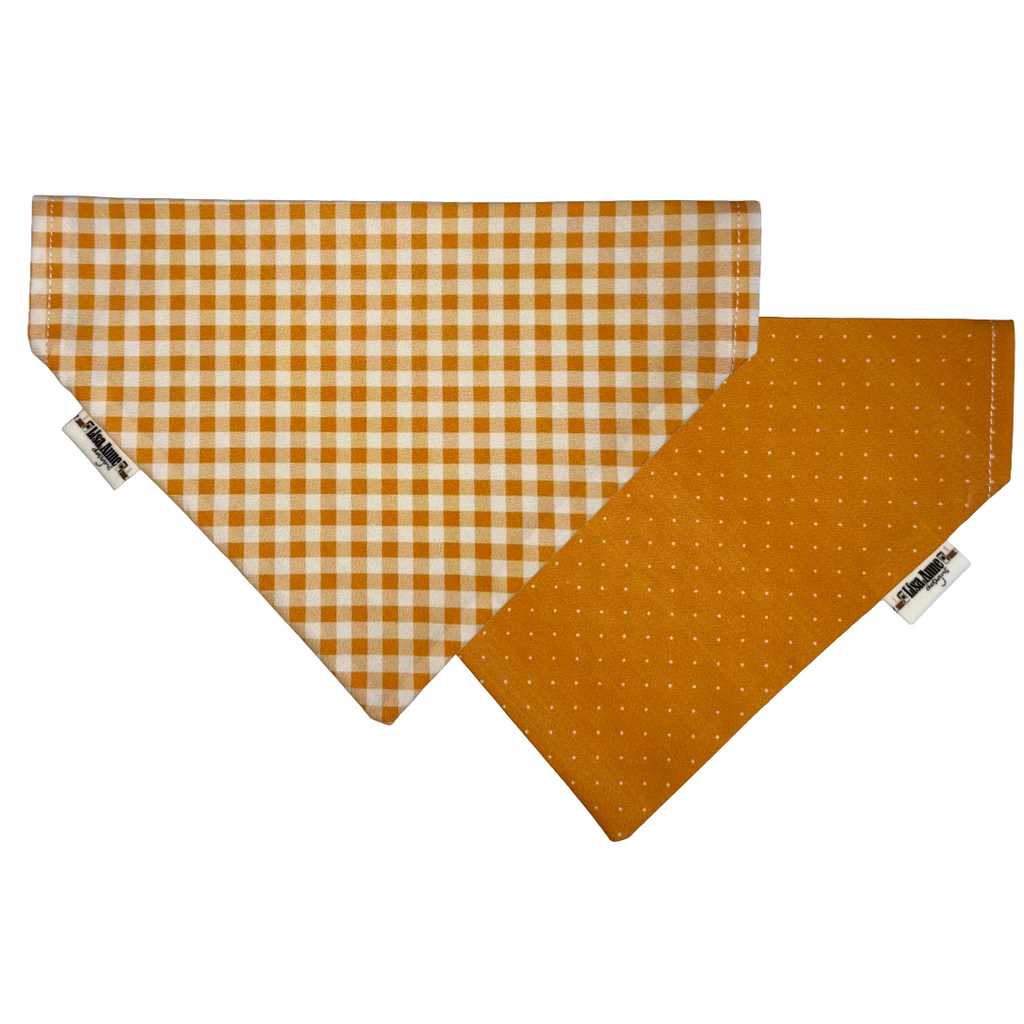 Orange Gingham Dog Bandana | Reversible Fall Pet Bandana