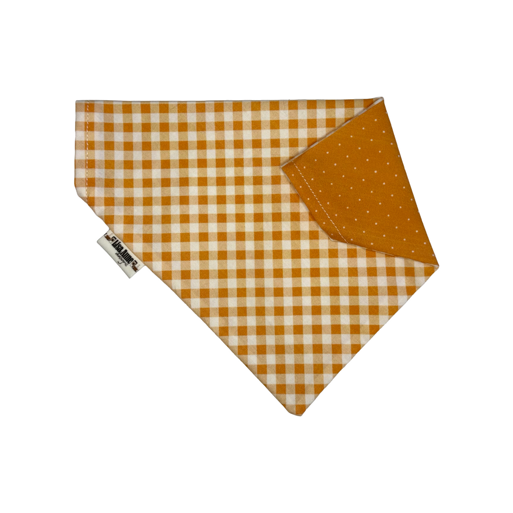 Orange Gingham Dog Bandana | Reversible Fall Pet Bandana