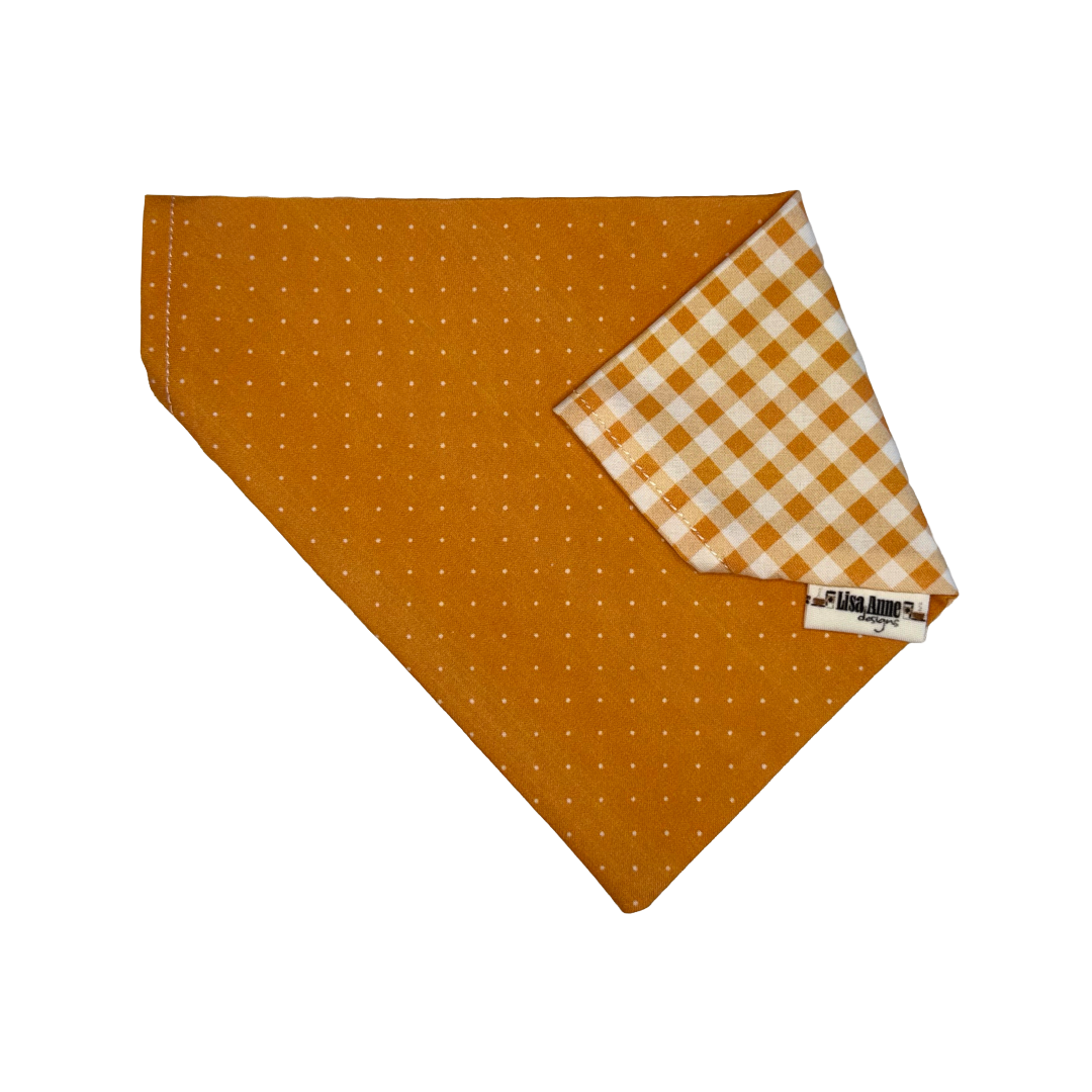 Orange Gingham Dog Bandana | Reversible Fall Pet Bandana