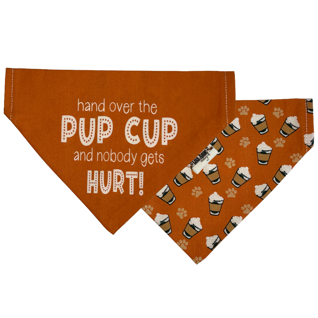 Pup Cup Dog Bandana | Reversible Coffee-Lover Pet Bandana | PSL Fall Bandana | Limited Size