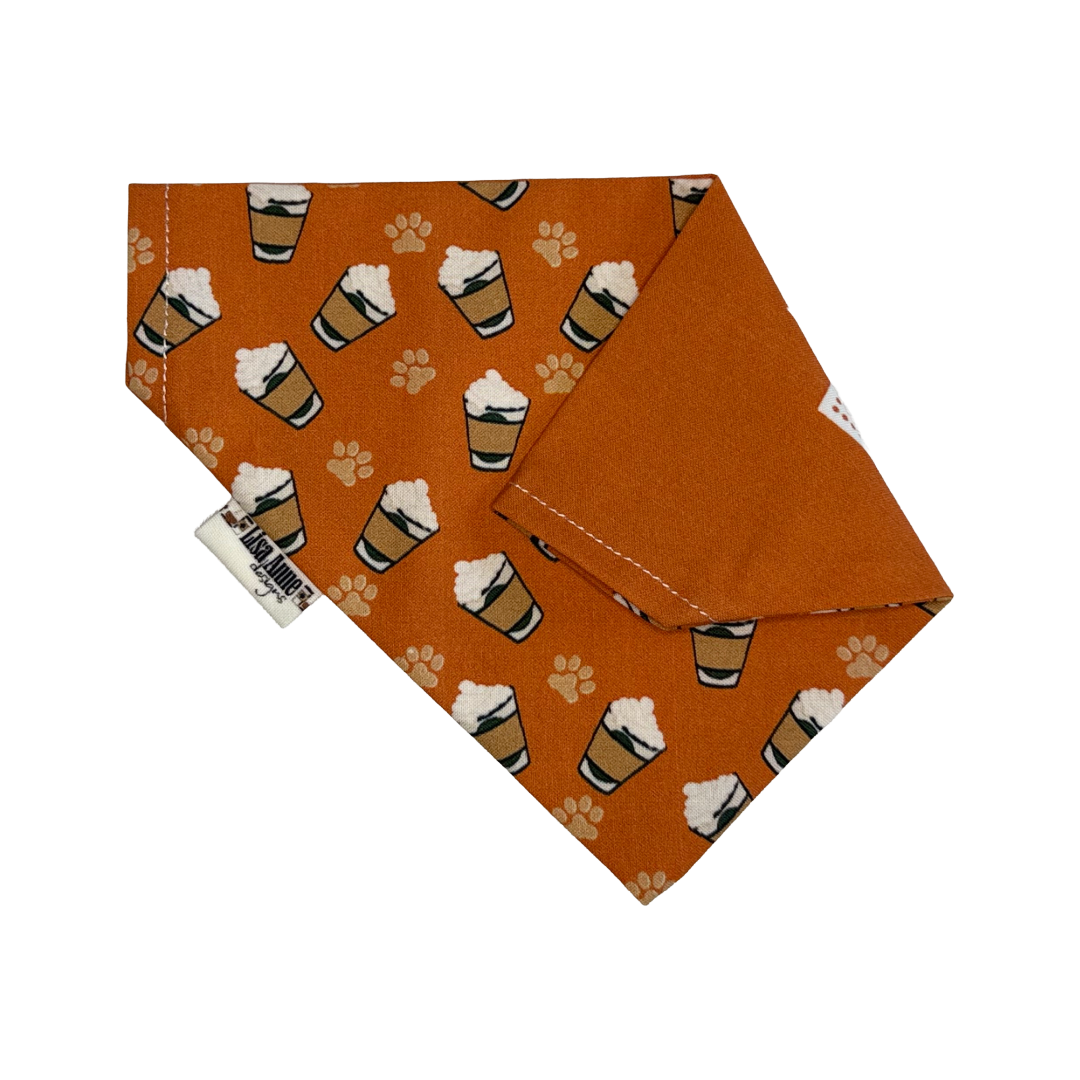 Pup Cup Dog Bandana | Reversible Coffee-Lover Pet Bandana | PSL Fall Bandana | Limited Size