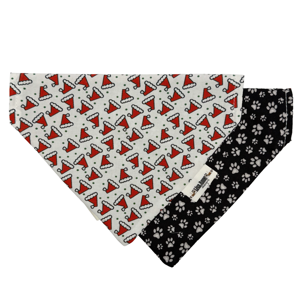 Santa Hats + Paw Prints — Over-the-Collar, Reversible - LIMITED EDITION