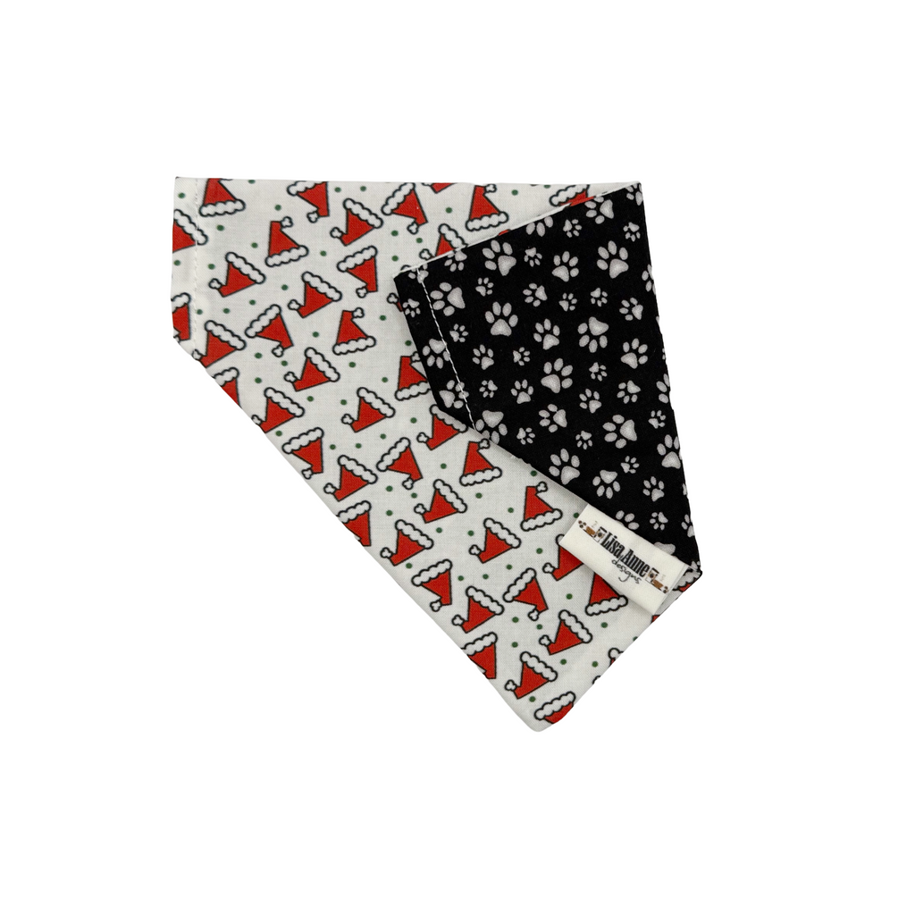 Santa Hats + Paw Prints — Over-the-Collar, Reversible - LIMITED EDITION