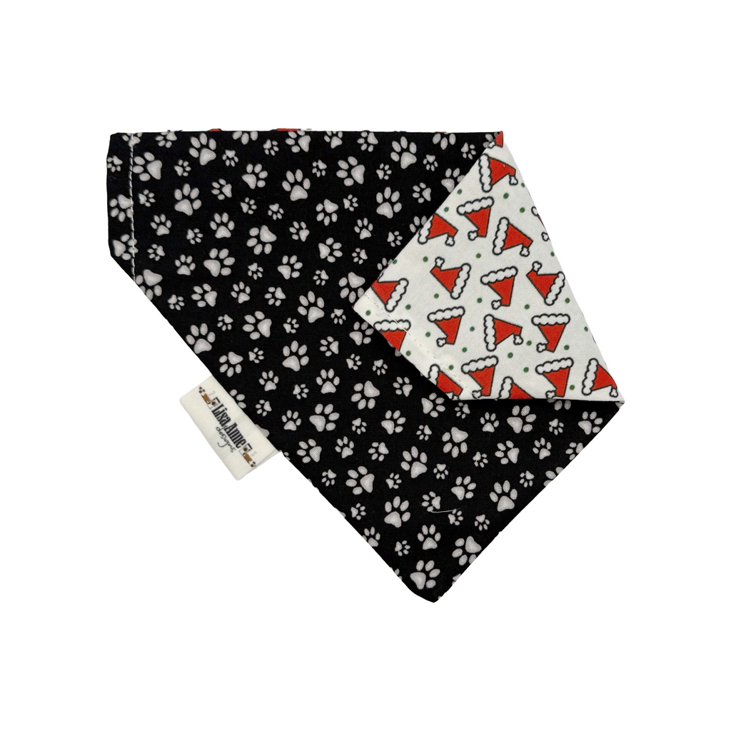 Santa Hats + Paw Prints — Over-the-Collar, Reversible - LIMITED EDITION