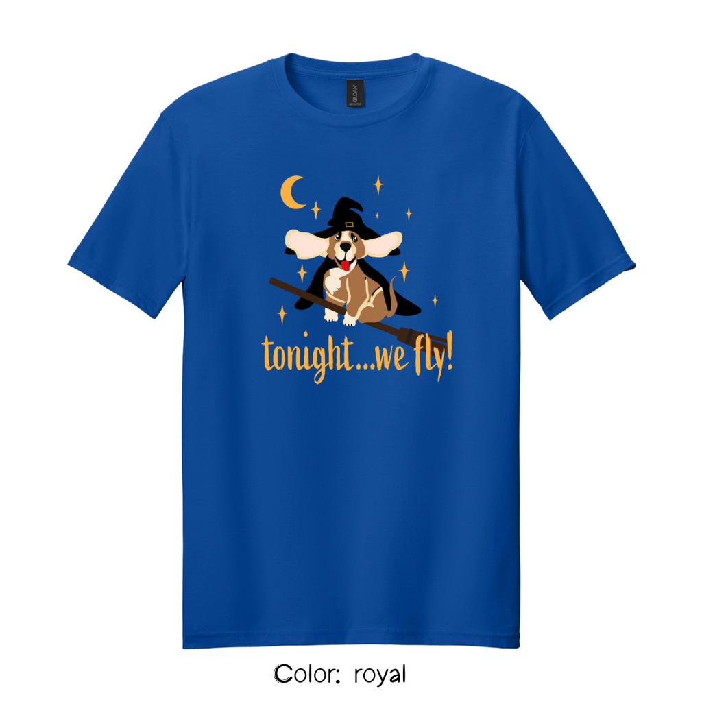 Tonight We Fly T-Shirt | Witchy Dog Halloween Tee