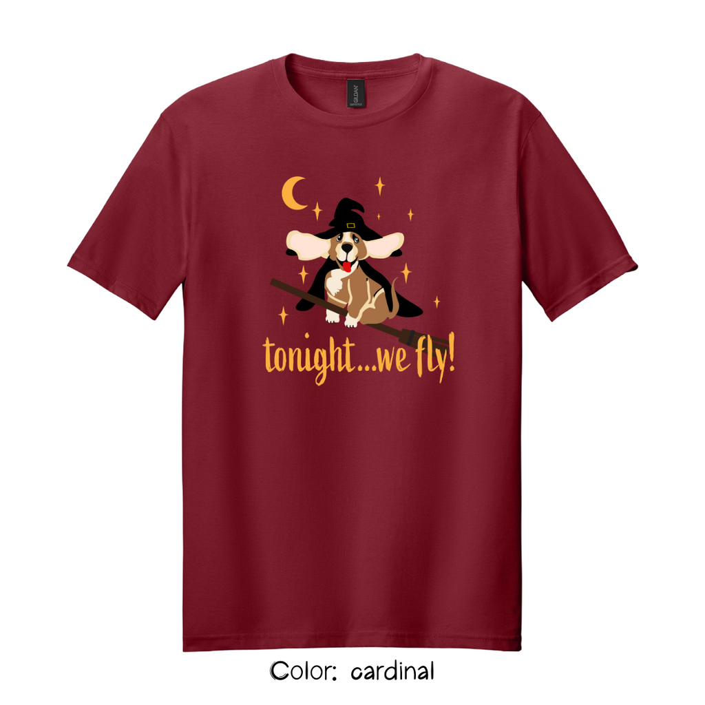 Tonight We Fly T-Shirt | Witchy Dog Halloween Tee