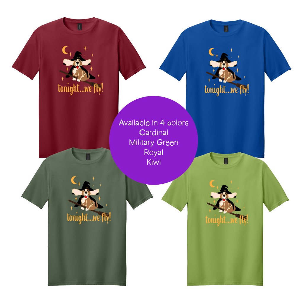 Tonight We Fly T-Shirt | Witchy Dog Halloween Tee