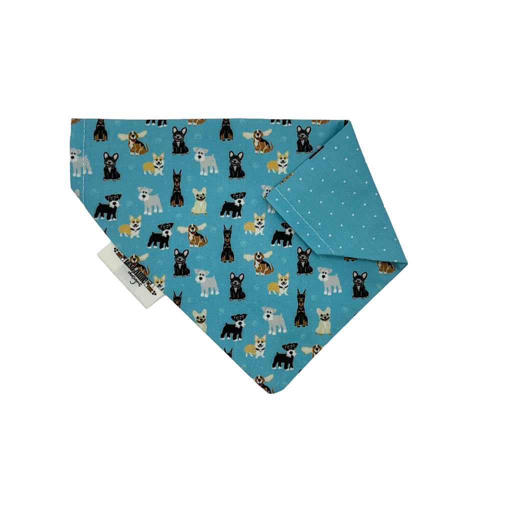 Reversible Dog Bandana: Over-the-Collar, Doberman Corgi Print