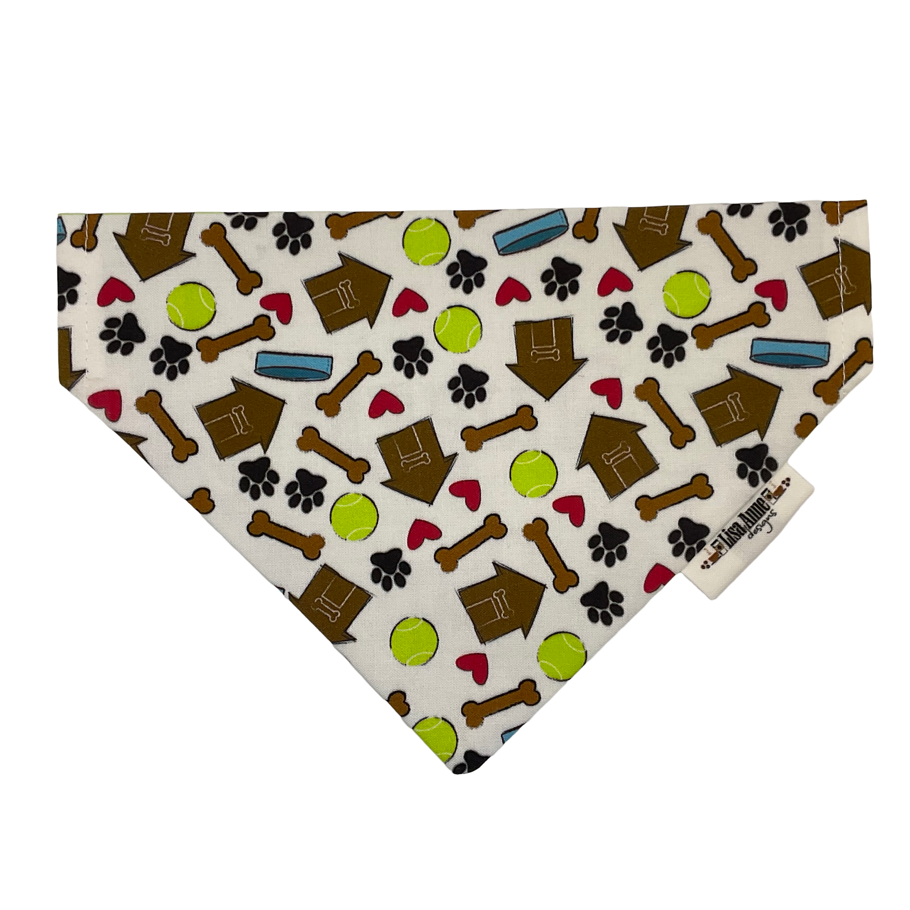 Reversible Dog Bandana: Snuggle Pup, Tennis Ball Print - Over the Collar
