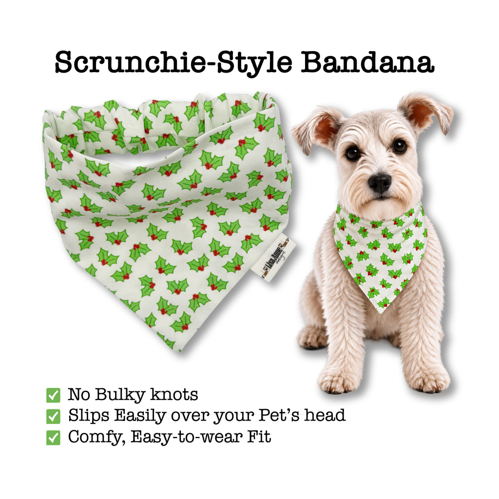 Holly Berries Scrunchie Dog Bandana