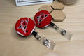 Hurricanes Warning Flag Badge Reel: Fabric Covered Retractable ID Holder