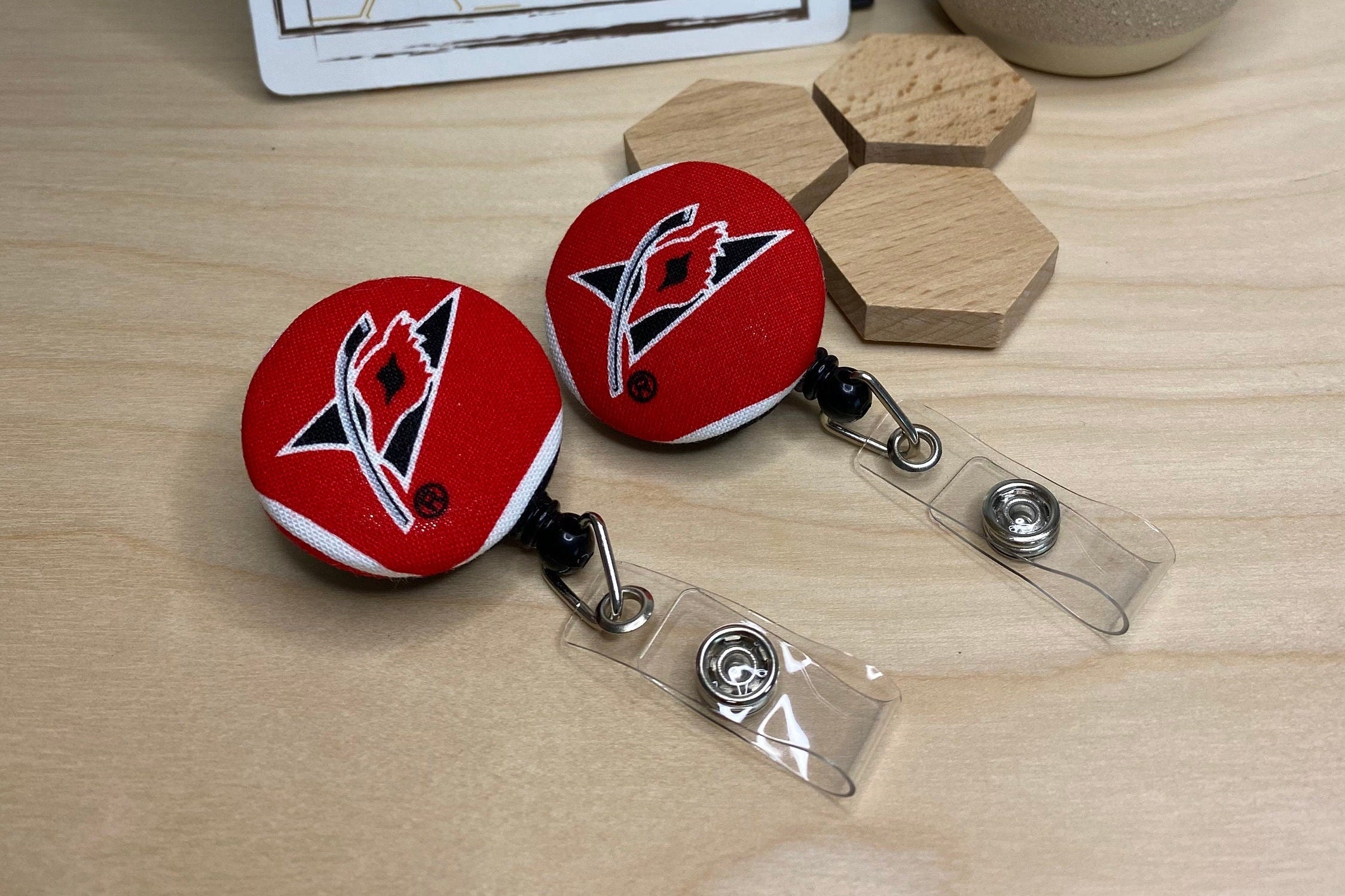 Hurricanes Warning Flag Badge Reel: Fabric Covered Retractable ID Holder