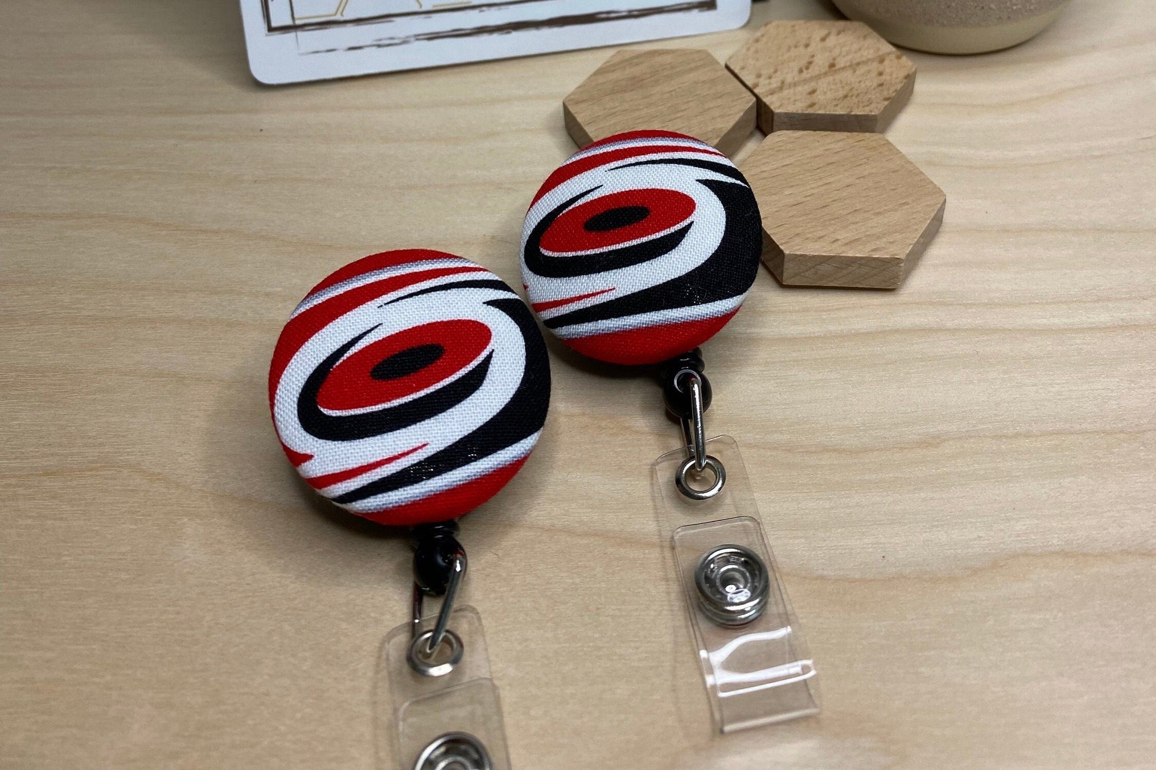 Hurricanes Fabric Badge Reel: Teacher ID Holder, Hockey Mom