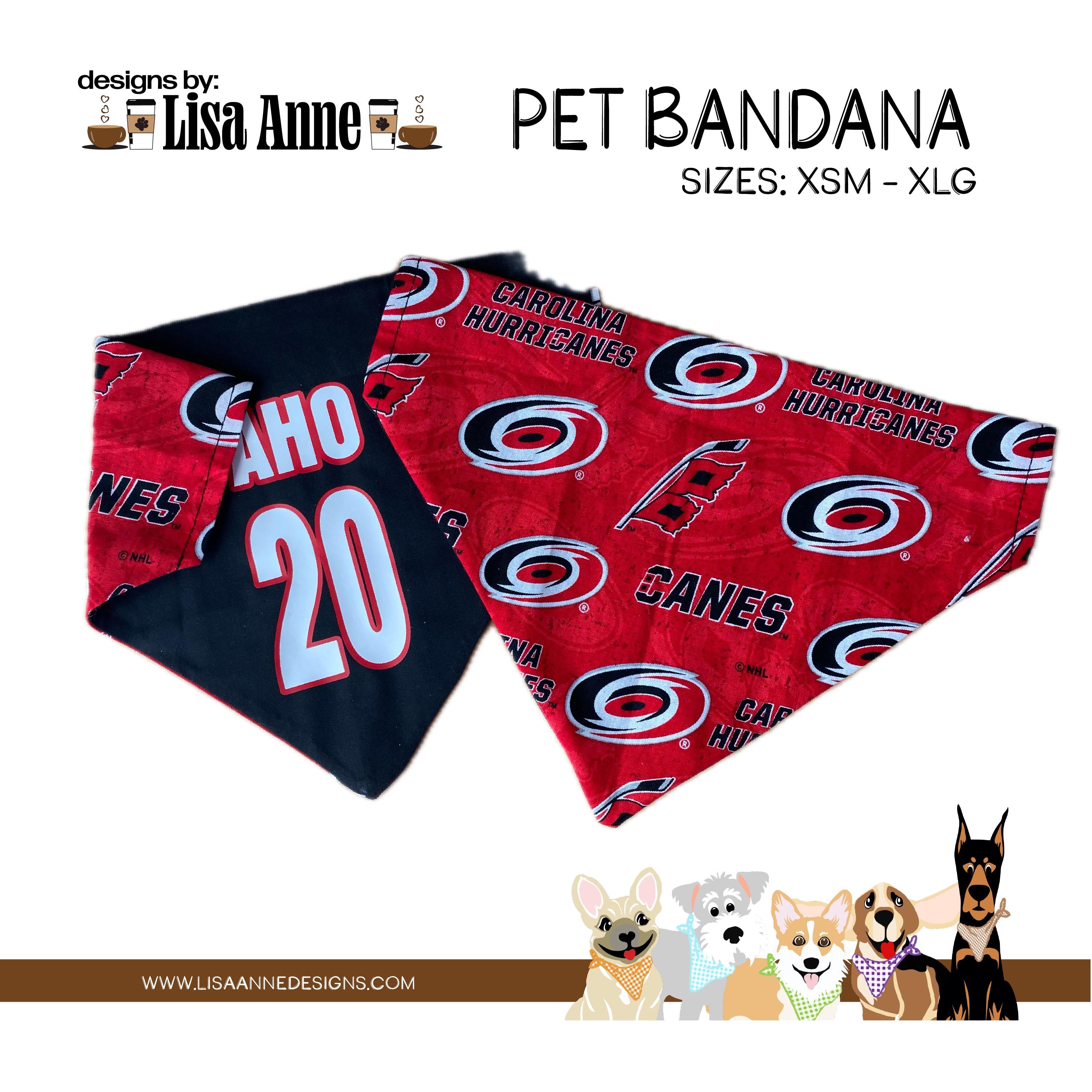 Dog Bandana, Pet Accessories, Personalized, Hockey, Reversible, Custom Dog Bandana, Over the Collar, Neckwear, Hockey Mom, gift, Hurricanes