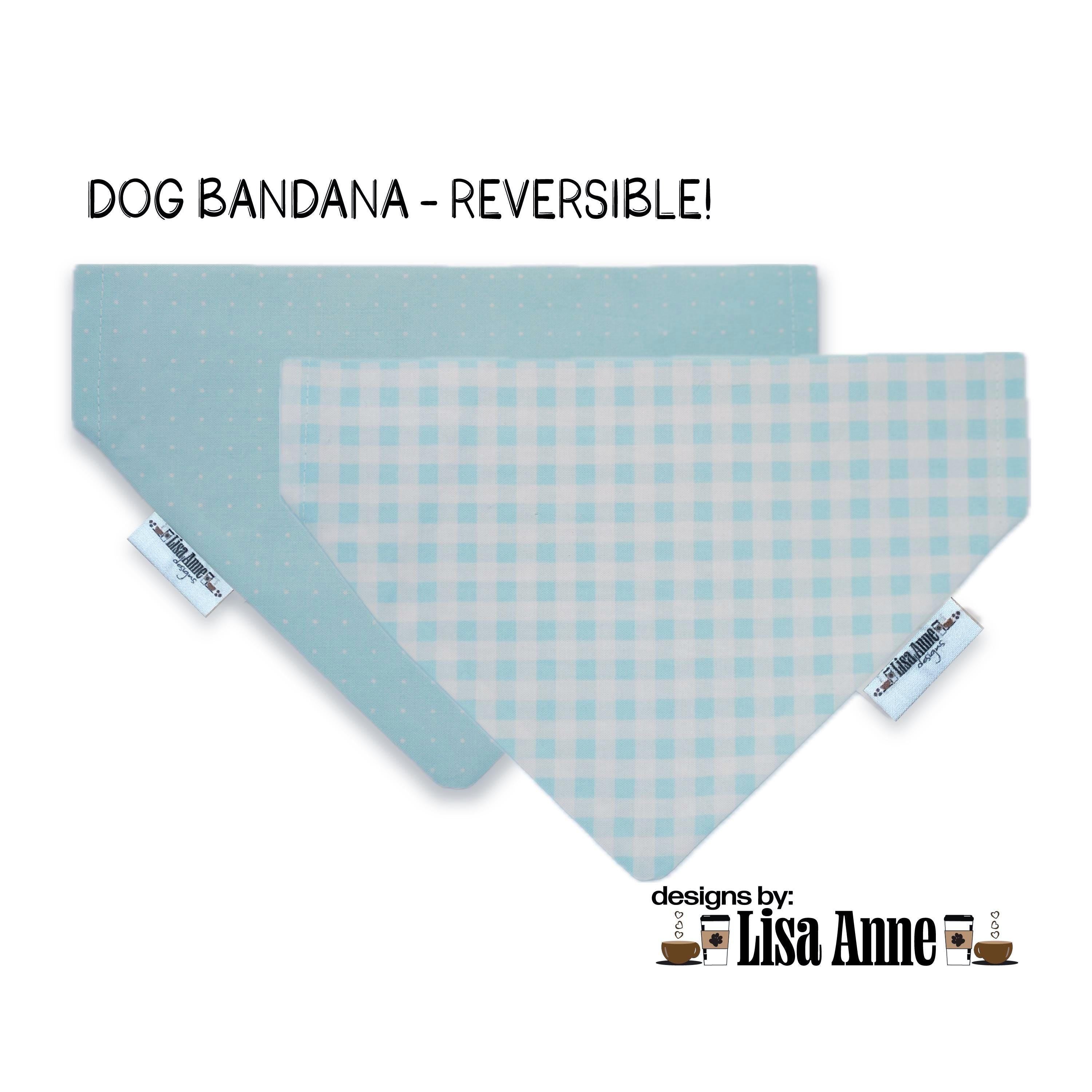 Blue Gingham Dog Bandana: Reversible Over-the-Collar Puppy Accessory