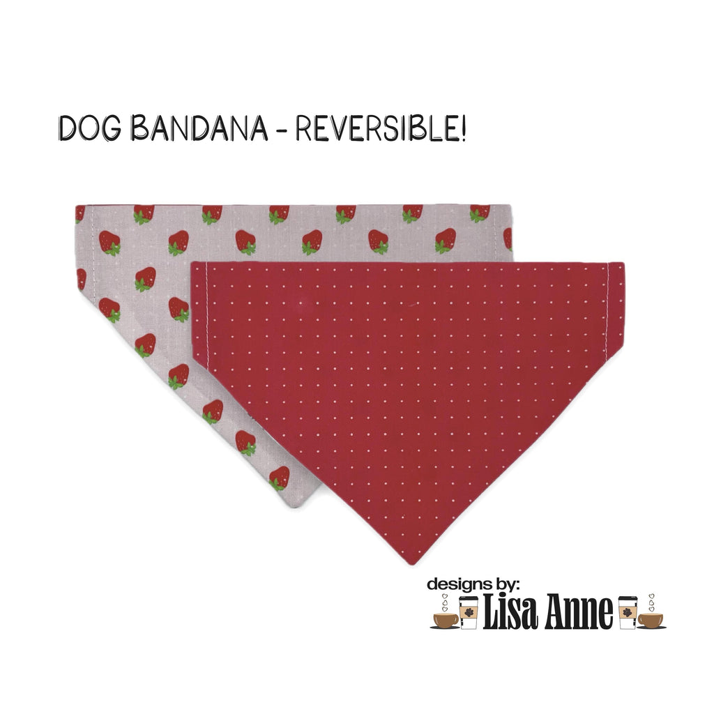 Strawberry Dog Bandana: Reversible Polka Dot Summer Scarf